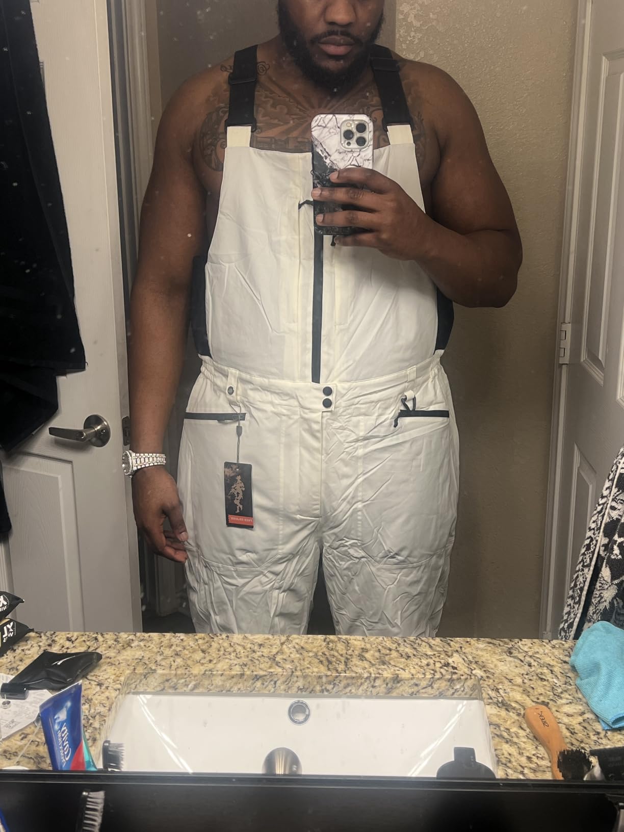 FREE SOLDIER Men's Insulated Waterproof Snow Bibs Ski Overalls customer photo 1