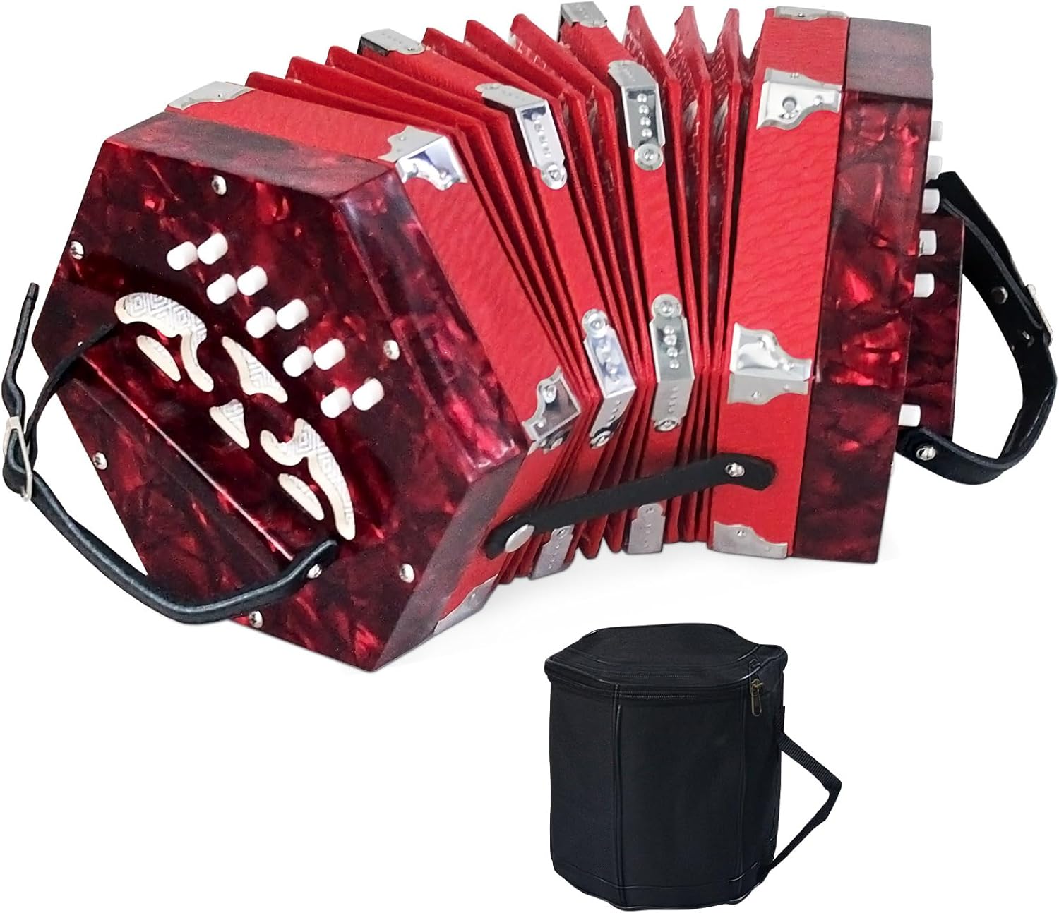 Concertinas, 20 Buttons Accordion for Beginners, Easy to Learn (Black) - Solid Wood, Compact and Lightweight customer photo 1