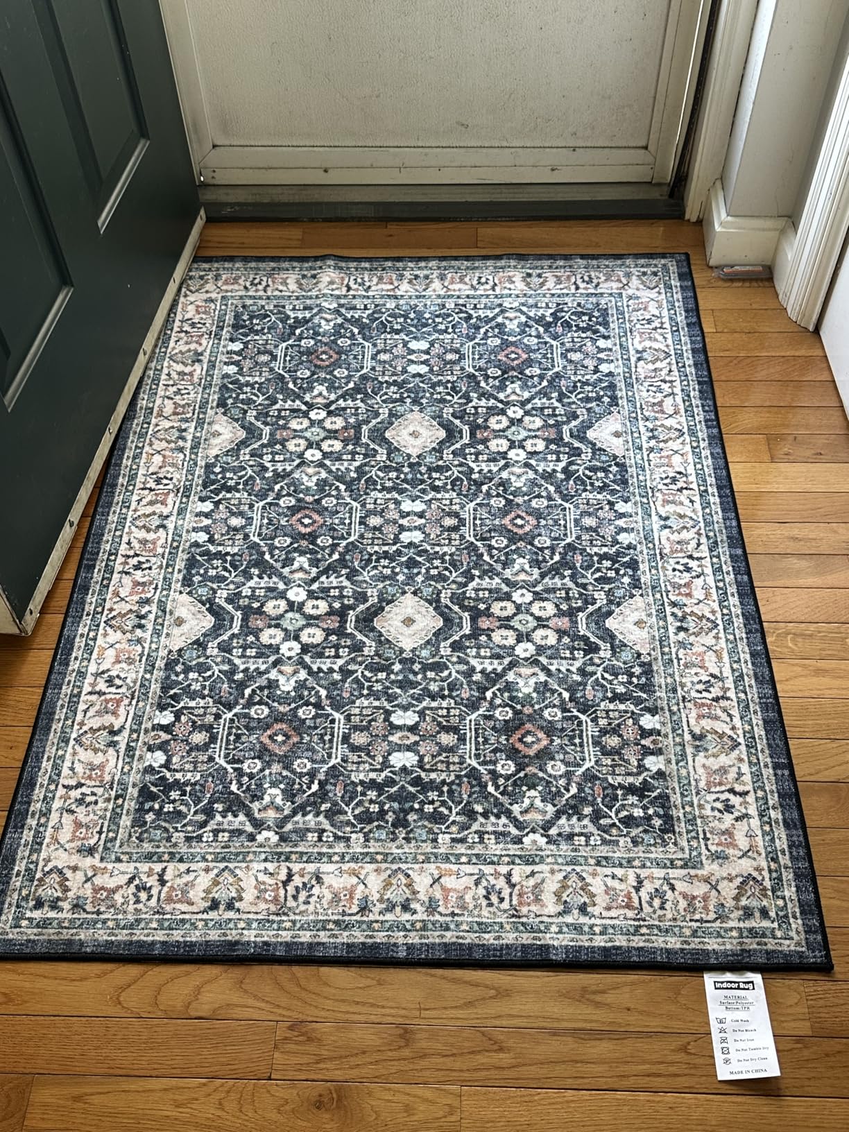 2x12 Non Slip Runners for Hallways: Washable Long Ultra Soft Kitchen Rug Vintage Floor Mat for Living Room Bedroom Accent Farmhouse Door Mat for College Dorm Stain Resistant Area Rug (Black, 2x12) customer photo 1