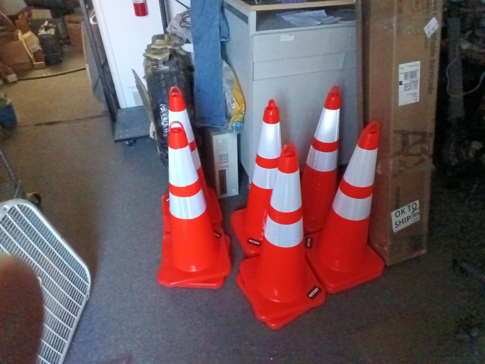 BATTIFE Traffic Safety Cones 36 Inch 6 Pack Orange Heavy Duty | Easy carry & storage, reflective collars, tough PVC, wide base, parking, construction events & driving training customer photo 1