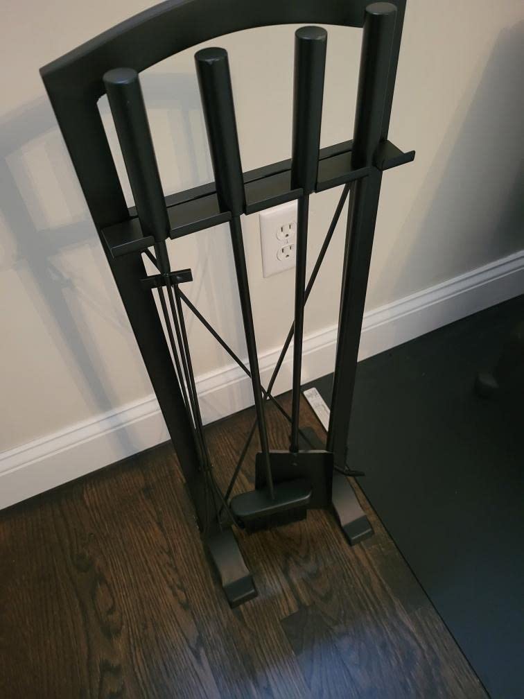 5 Pieces Wrought Iron Fireplace Tools Set with Poker, Tongs, Shovel, Broom, Contemporary Design Fireplace Tools Set customer photo 2