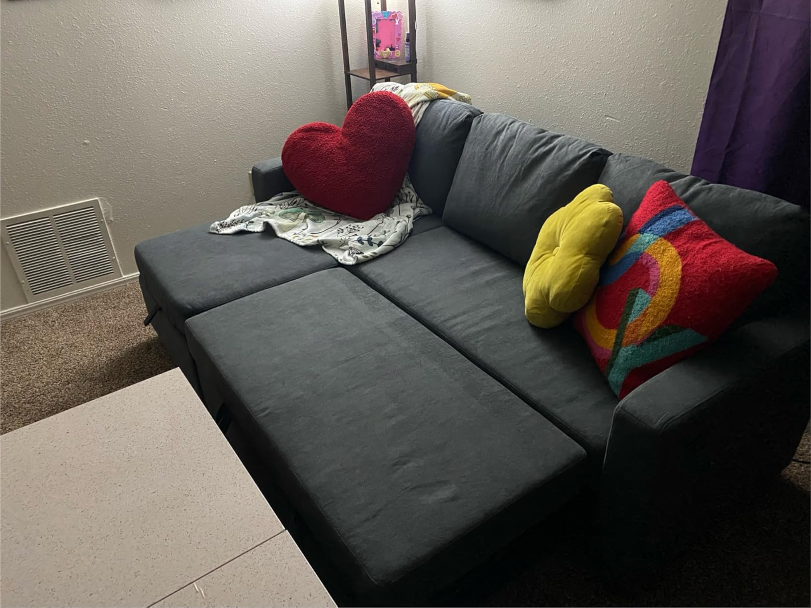 Yaheetech Sectional Sofa L-Shaped Sofa Couch Bed w/Chaise & USB, Reversible Couch Sleeper w/Pull Out Bed & Storage Space Living Room, Black customer photo 1