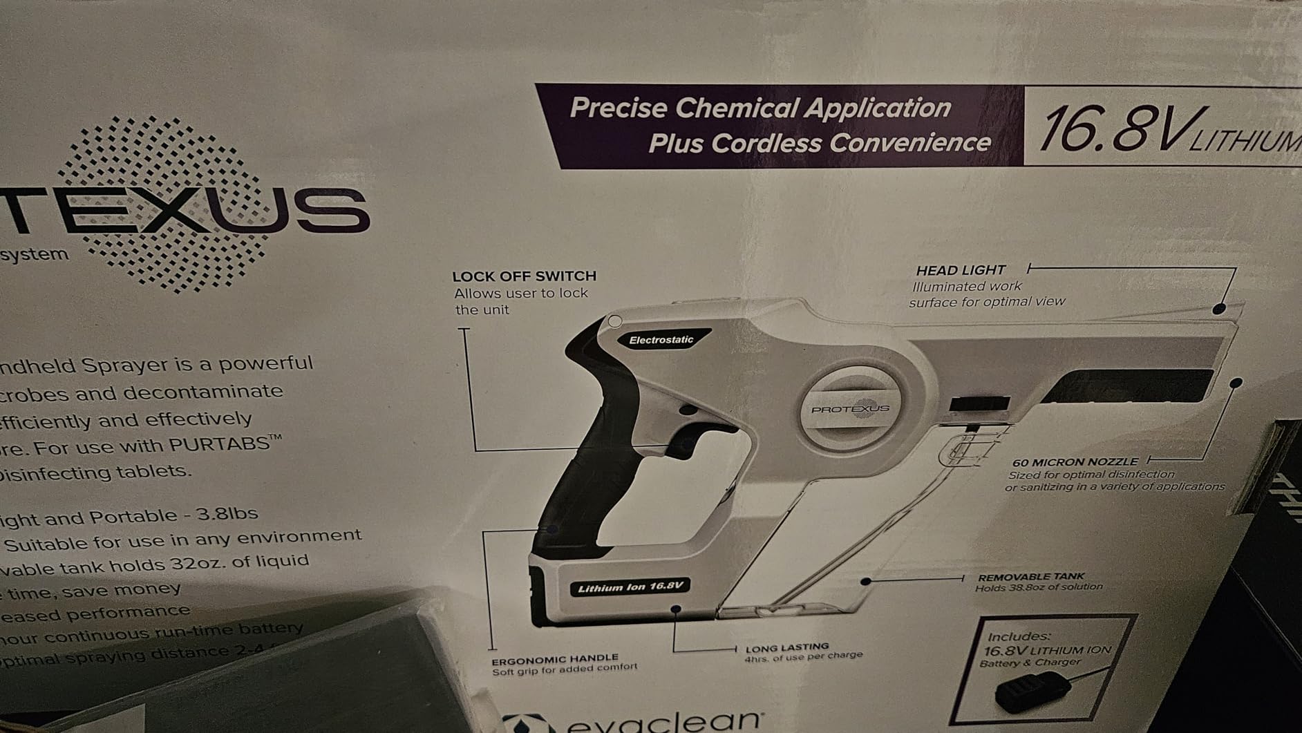 Protexus Handheld Electrostatic Sprayer, 34oz Removable Tank, 4Hr Battery, Disinfectants and Sanitizers, Cordless Electric Spray Gun, Fogger Machine, 60-Micron Nozzle, Covers 2,800 Sq Ft customer photo 1