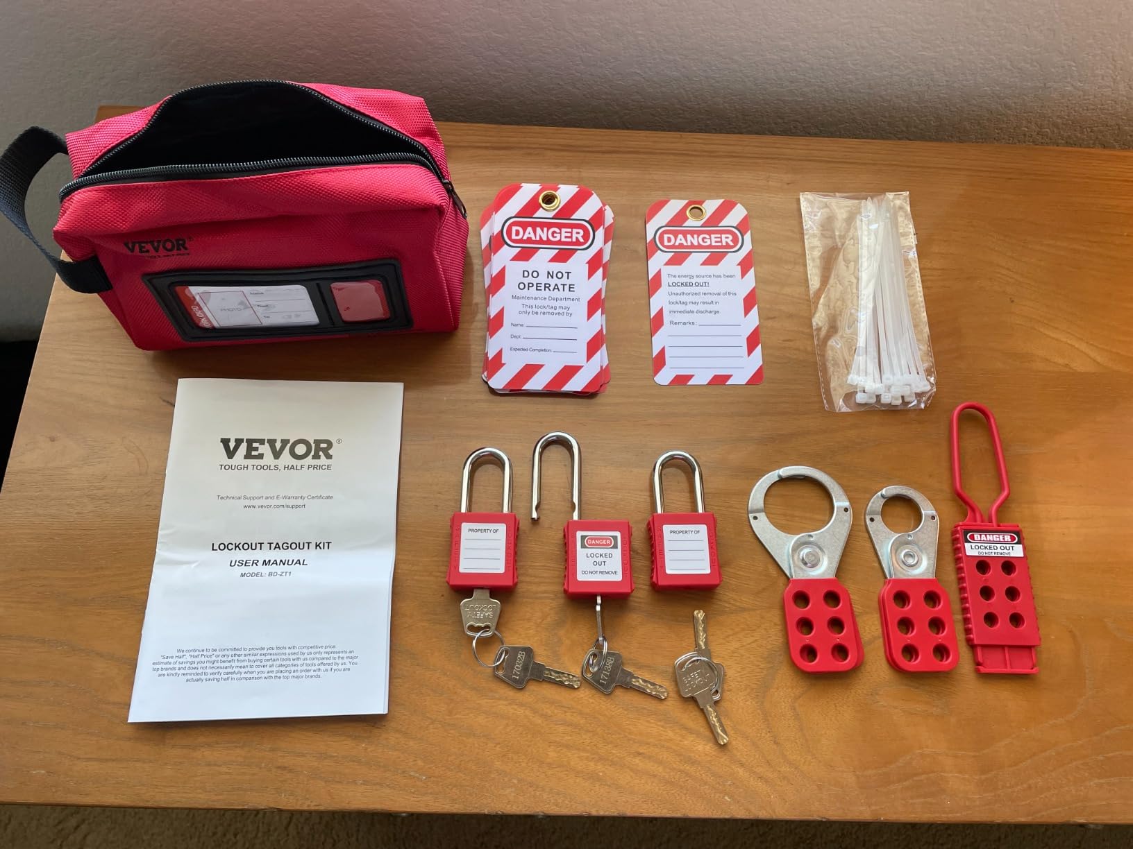 VEVOR 58 PCS Lockout Tagout Kits, Electrical Safety Loto Kit Includes Padlocks, Lockout Station, Hasp, Tags & Zip Ties, Lockout Tagout Safety Tools for Industrial, Electric Power, Machinery customer photo 1