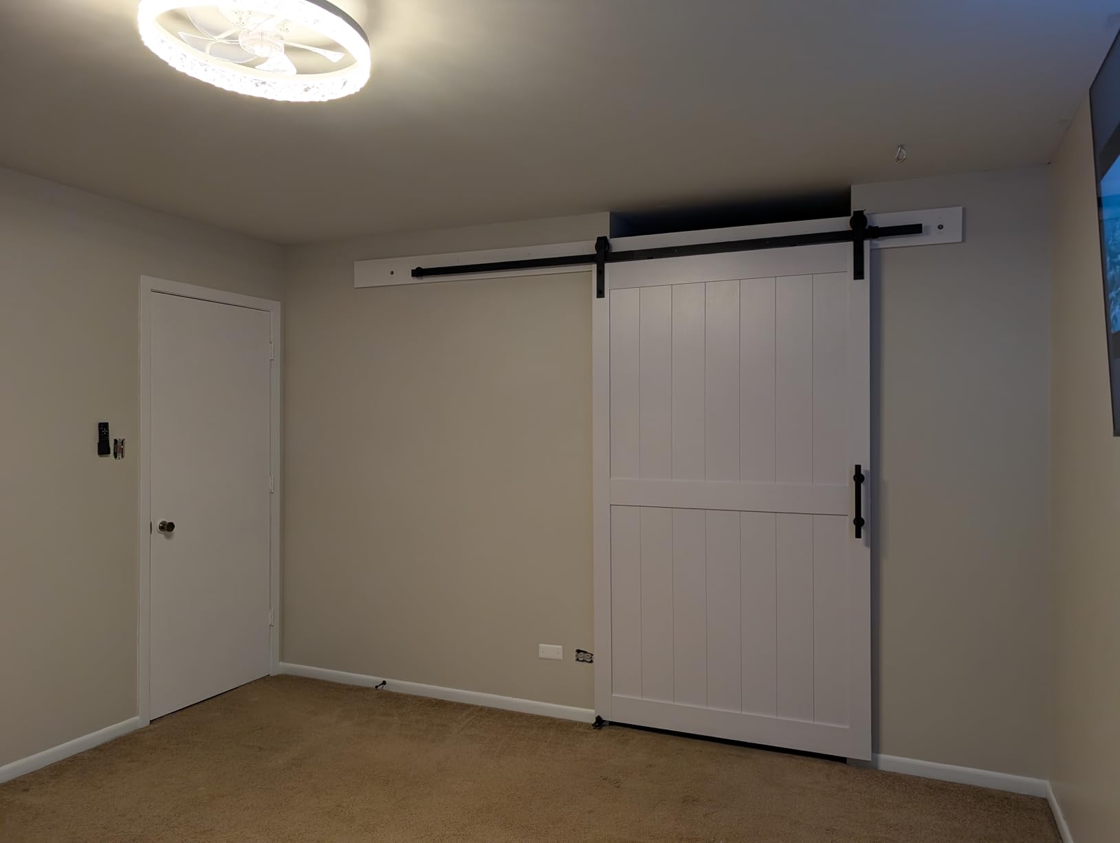 SmartStandard 36 x 84 inch White Sliding MDF Barn Door with 6.6FT Black Sliding Door Hardware Kit & Handle, Pre-Drilled Ready to Assemble, Waterproof PVC Coating, H-Frame customer photo 2