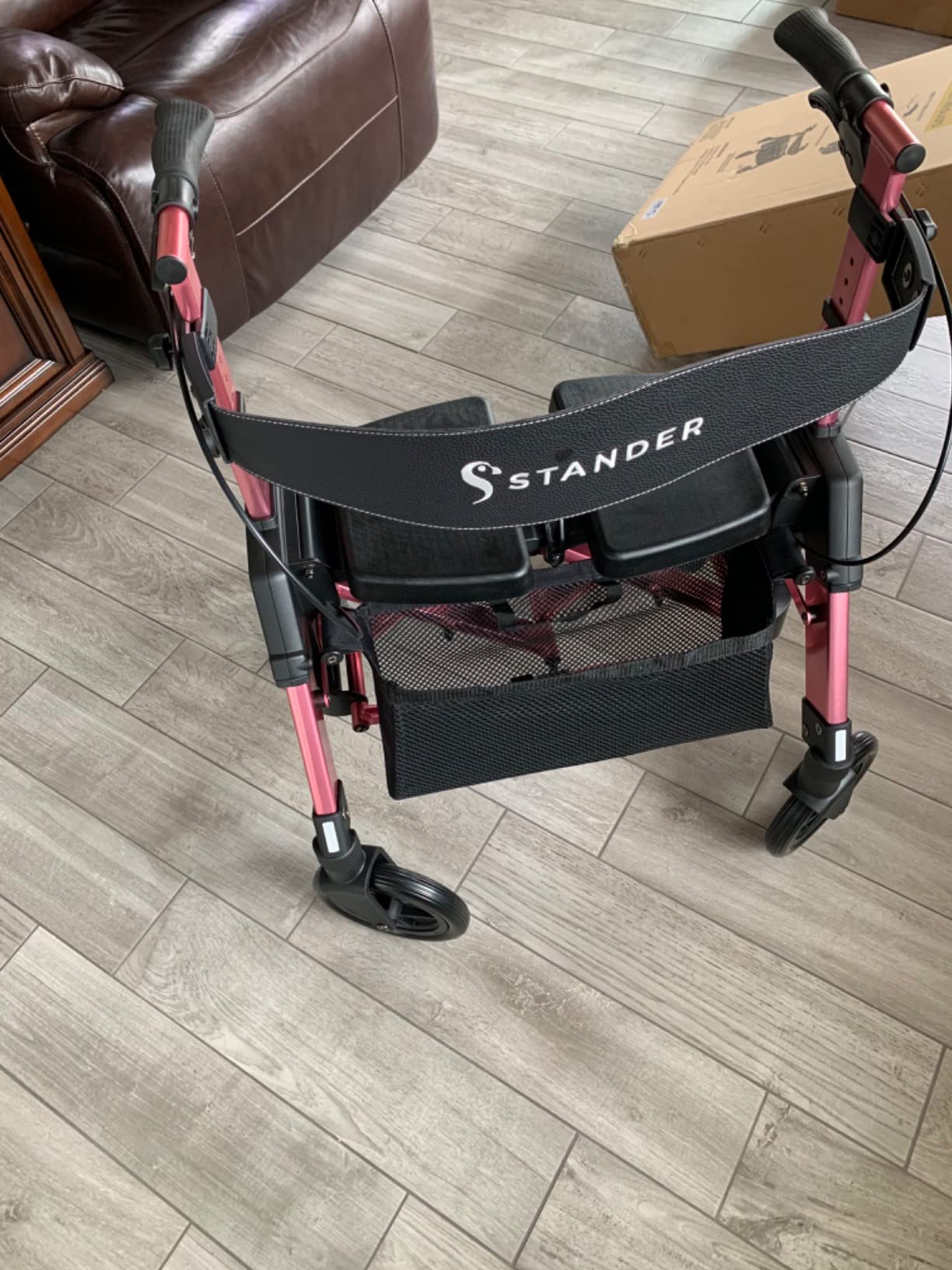 Stander Heavy Duty Wonder Rollator, Heavy Duty Folding Rolling Walker for Adults, Seniors, 450-pound Weight Capacity, Large 8-inch Wheels, Locking Brakes, Wide Seat with Backrest, Regal Rose customer photo 2