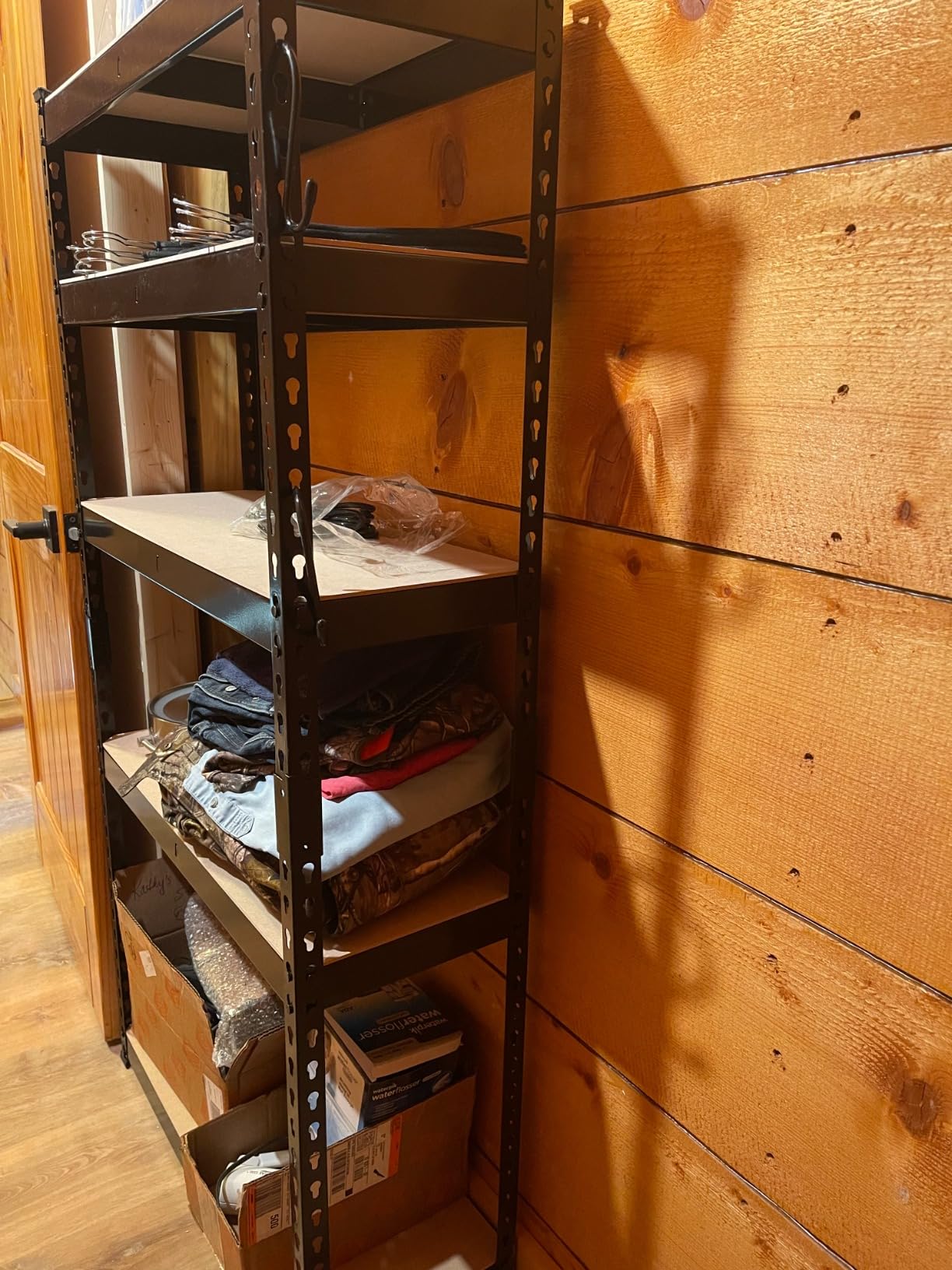 SONGMICS 5-Tier Storage Shelves, Load 2310 lb, Garage Storage, Boltless Assembly, Adjustable Shelving Unit, 11.8 x 29.5 x 59.1 Inches, for Study Shed Basement, Gray and Natural Beige UGLR300G01 customer photo 2