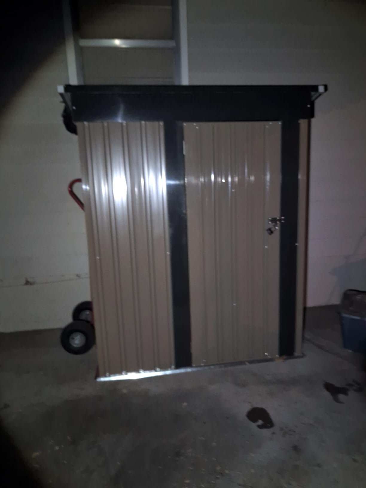 Patiowell 5x3 FT Outdoor Storage Shed, Tool Shed with Sloping Roof and Lockable Door, Metal Shed for Backyard Garden Patio Lawn, Brown customer photo 1