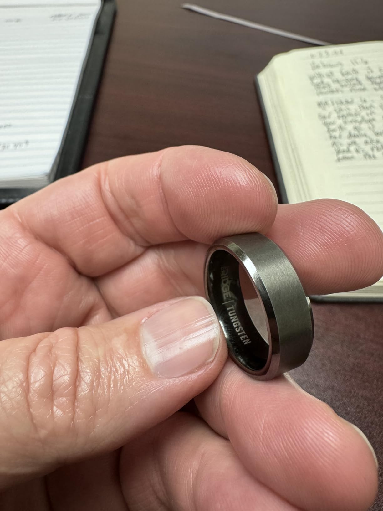 Tungsten Rings For Men - Mens Wedding Band - Strong, Durable, and Scratch-Resistant Beveled Ring With Silicone Band customer photo 2