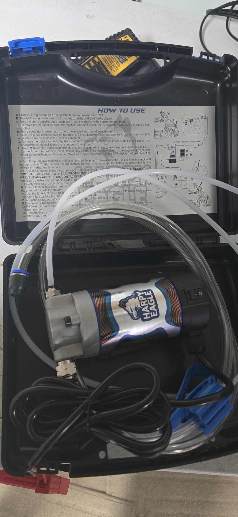 Harpy Eagle Electric Oil Change Extractor Pump 12/24V 100W, Oil Сhange Fluid Extractor Suction Transfer Pump Portable for Automotive, Cars, Boats, Motorcycle,Trucks with Storage Case/Patent Pending customer photo 1