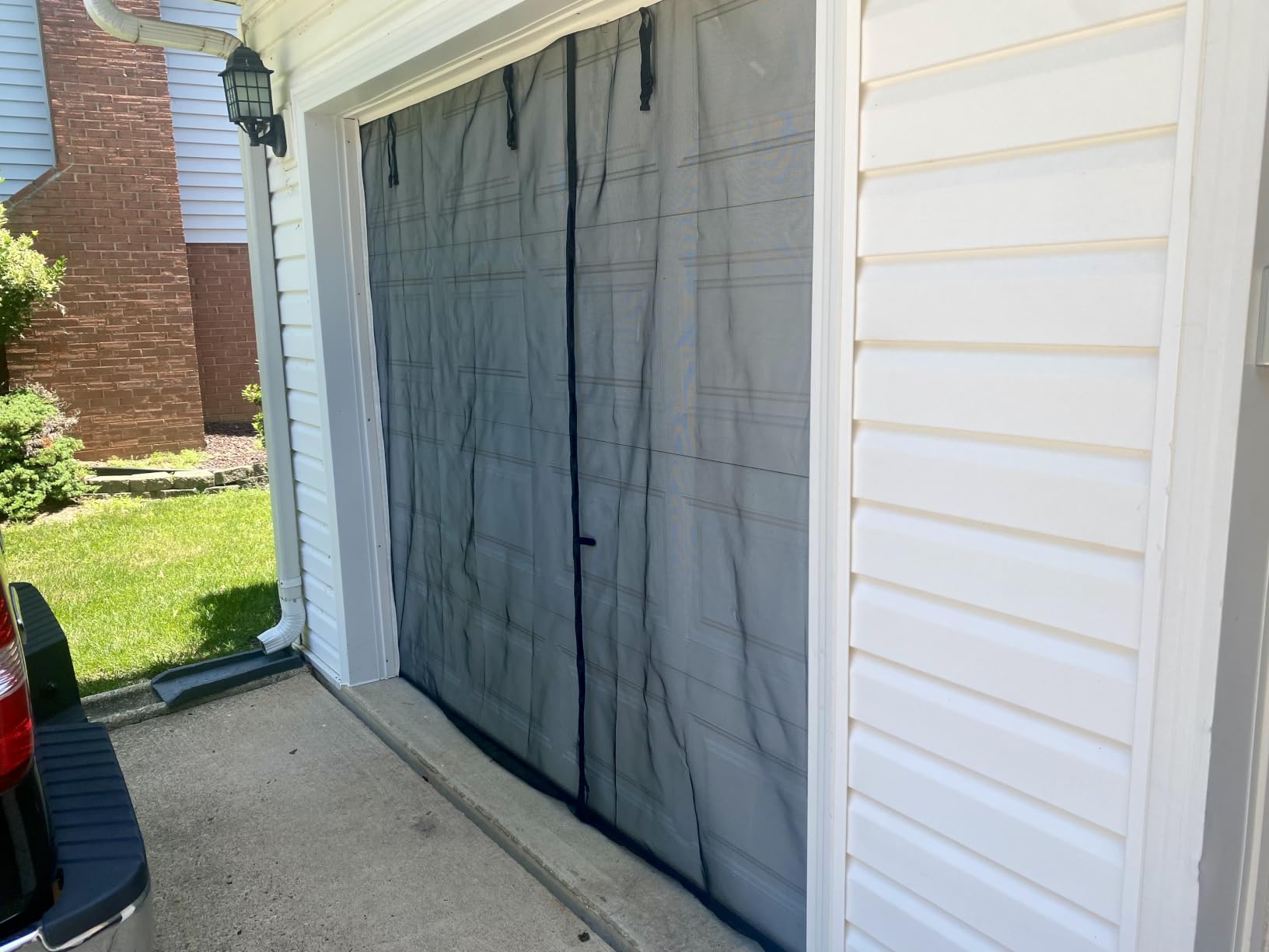Garage Screen Doors, 9×7FT for 1 Car Garage, Heavy Duty Fiberglass | Durable Magnetic Retractable Hands Free Garage Door Screen with 4 Roll Up Straps, for Patio, Workshop, Home Gym & Sun Room customer photo 2
