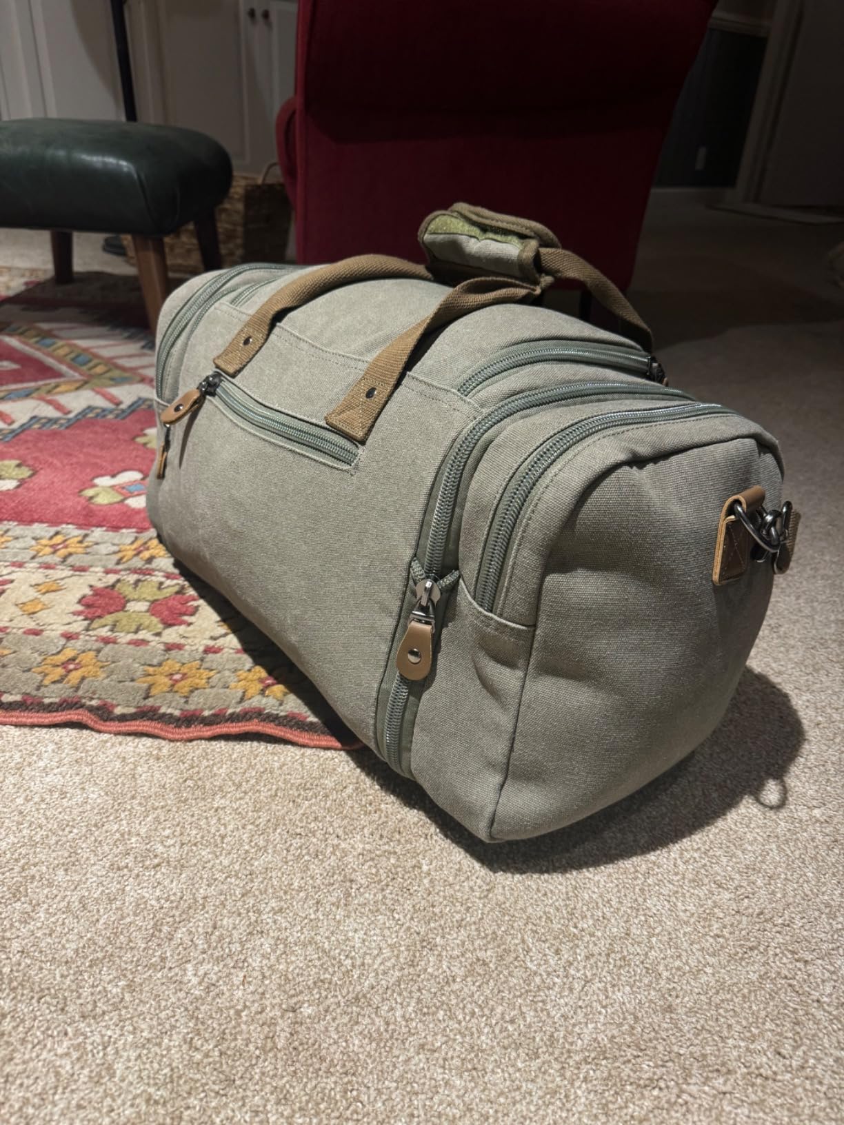 Canvas Duffle Bag for Travel 50L Expandable Duffel Weekend Overnight Bag (Dark Gray) customer photo 2