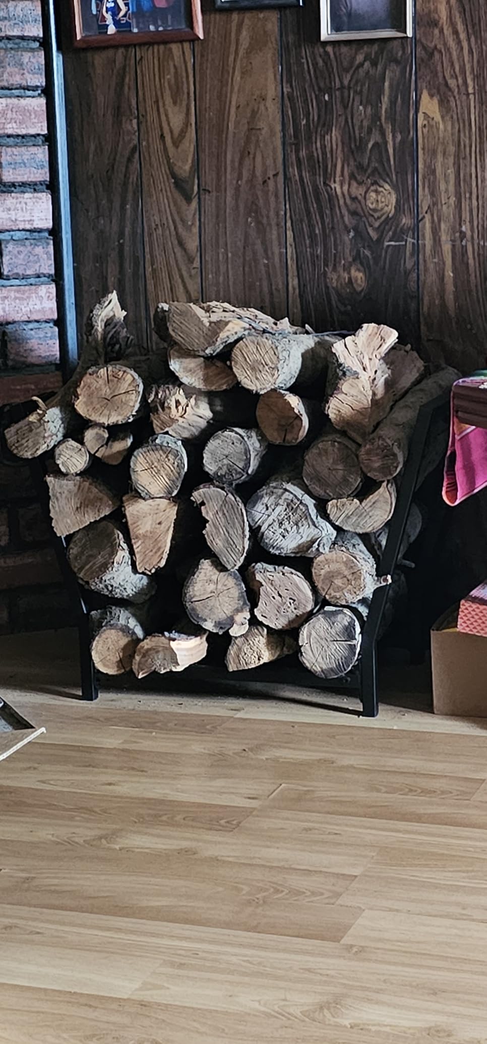 Firewood Rack Outdoor and Indoor Firewood Storage with Kindling Hooks, 25.6in customer photo 1
