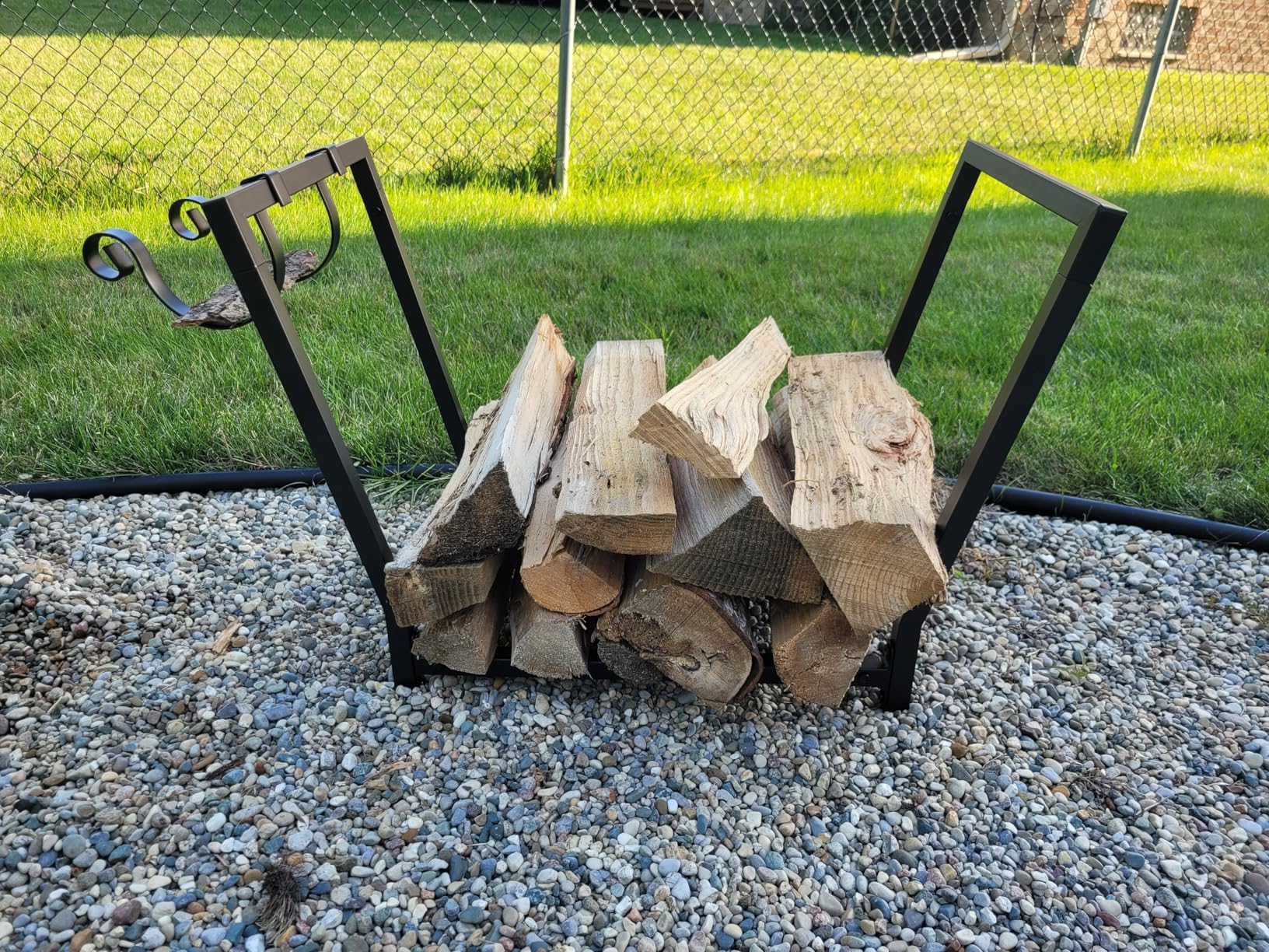 Firewood Rack Outdoor and Indoor Firewood Storage with Kindling Hooks, 25.6in customer photo 2