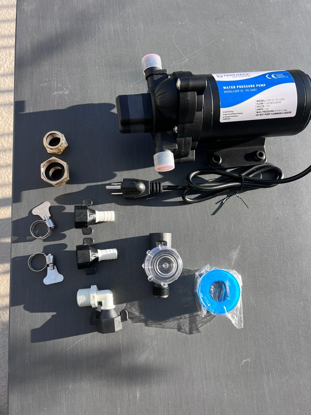 110V Fresh Water Circulating Pump 4GPM Pressure Increase Booster Pump 45 PSI Transfer Pump Self Priming on Demand Water Pump Diaphragm Pump Washdown Pump Inline Water Pump for Garden Hose customer photo 2