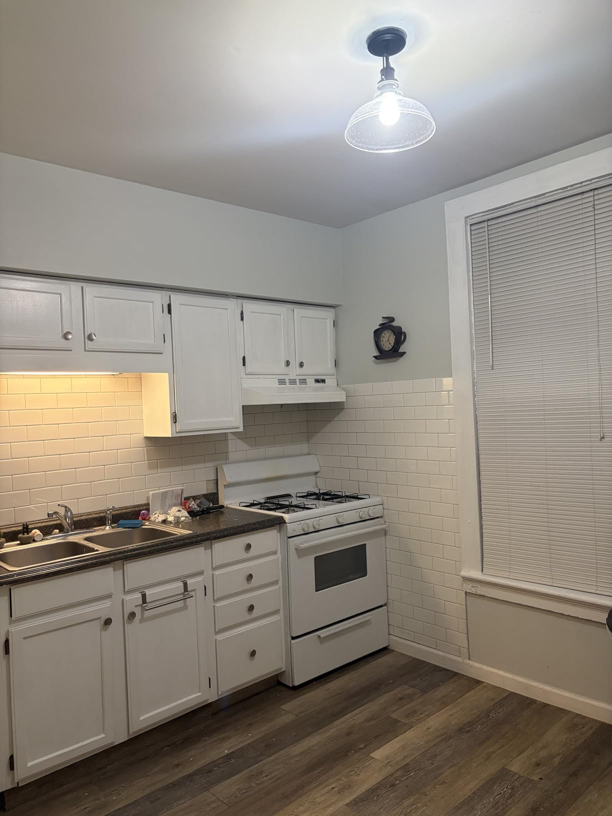 Zlepmlla Modern Flush Mount Ceiling Light Fixture, Brushed Nickel Finished with Clear Glass Shade, Farmhouse Light Fixture for Kitchen Island Entryway Porch Foyer Dining Room (Bulb NOT Included) customer photo 1