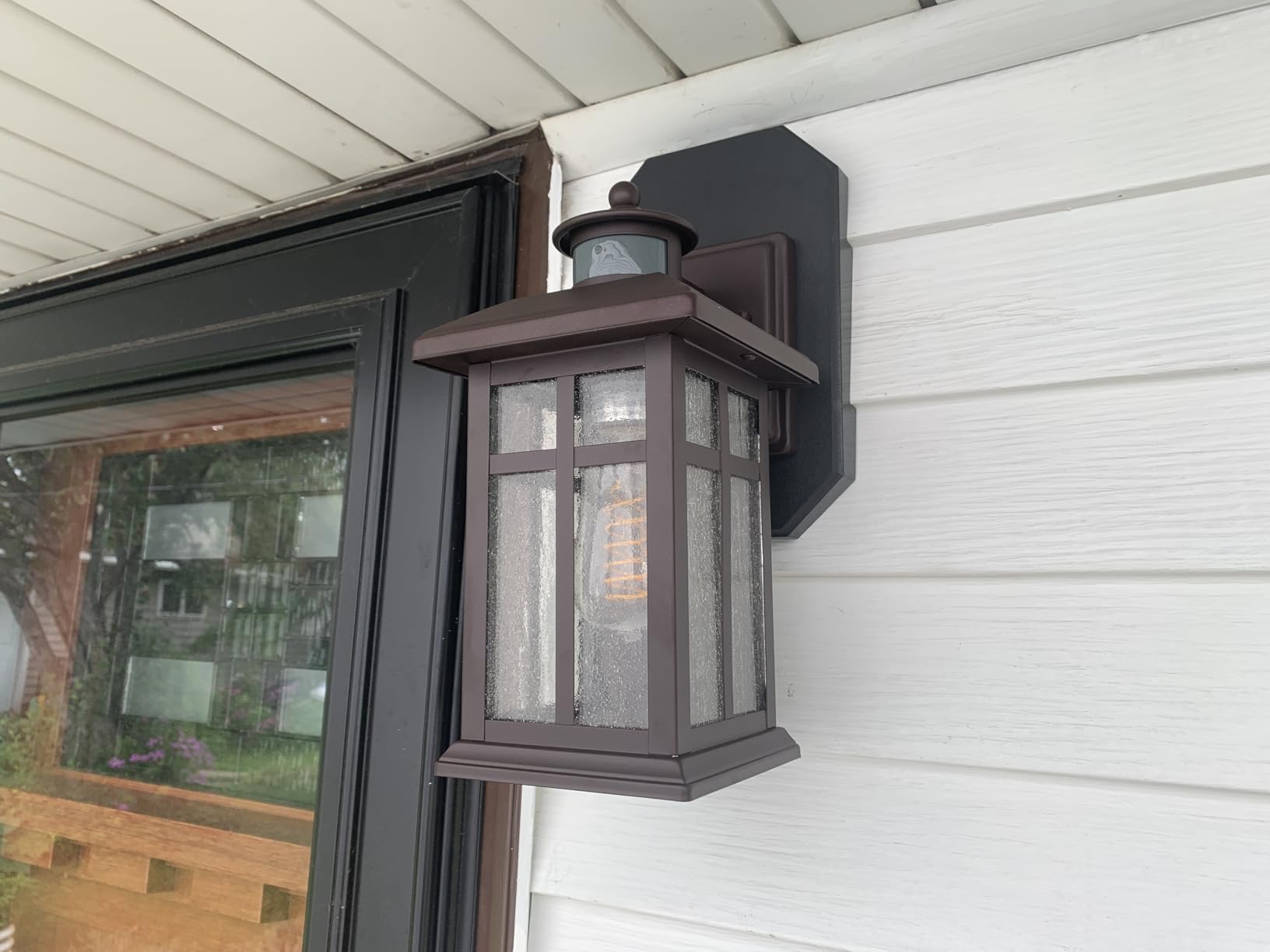 Motion Sensor Outdoor Wall Lights 2 Packs - Updated Dusk to Dawn Outdoor Lighting, Exterior Light Fixtures with E26 Sockets & Tempered Glass, Wall Mounted Black Waterproof Outdoor Lights for House customer photo 1