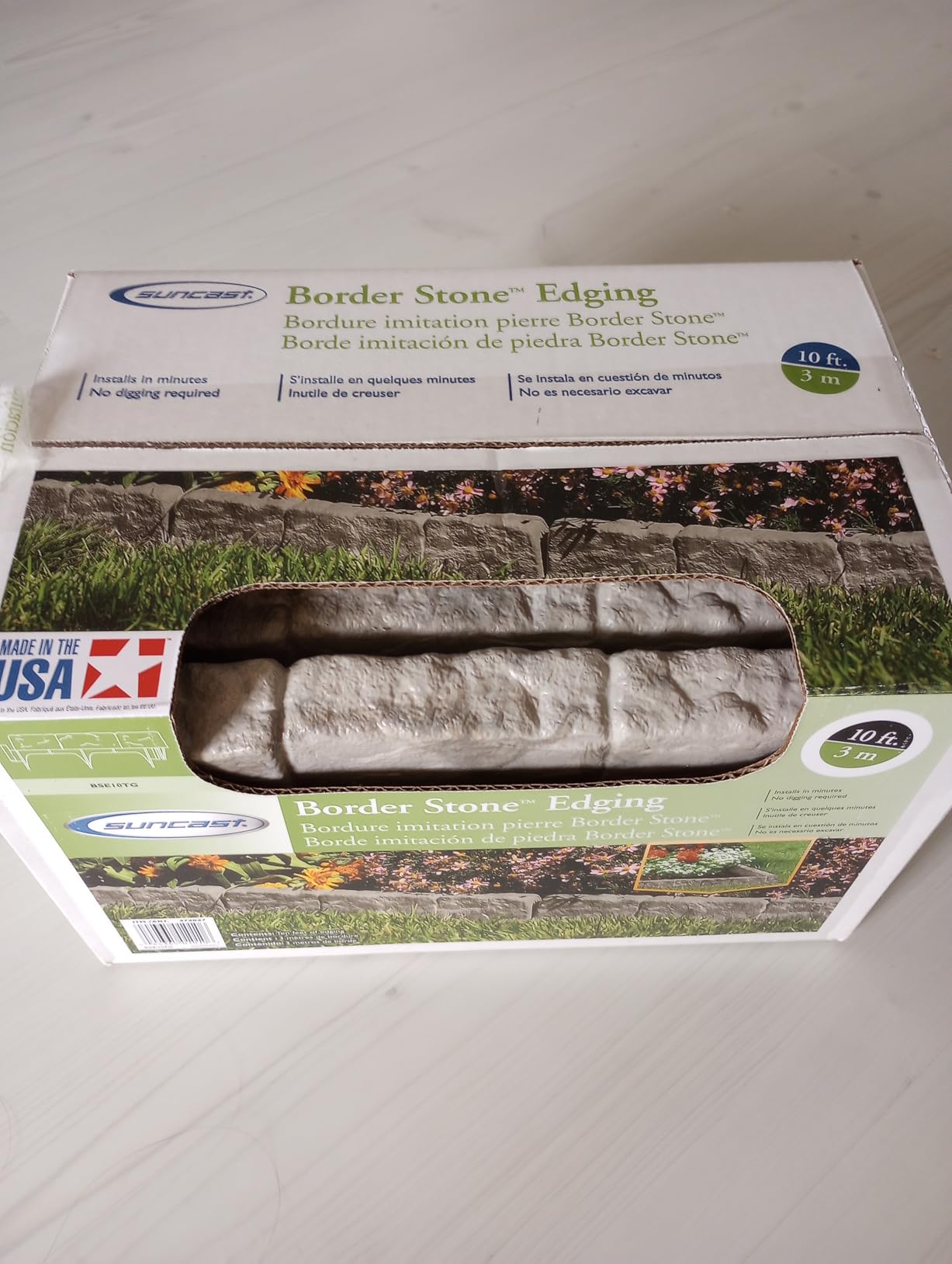Suncast Interlocking Border Edging - Stone-Like Poly Construction for Garden, Lawn, and Landscape Edging - Water Resistant Border for Containing Trees, Flower Beds and Walkways - Light Taupe-Gray customer photo 2
