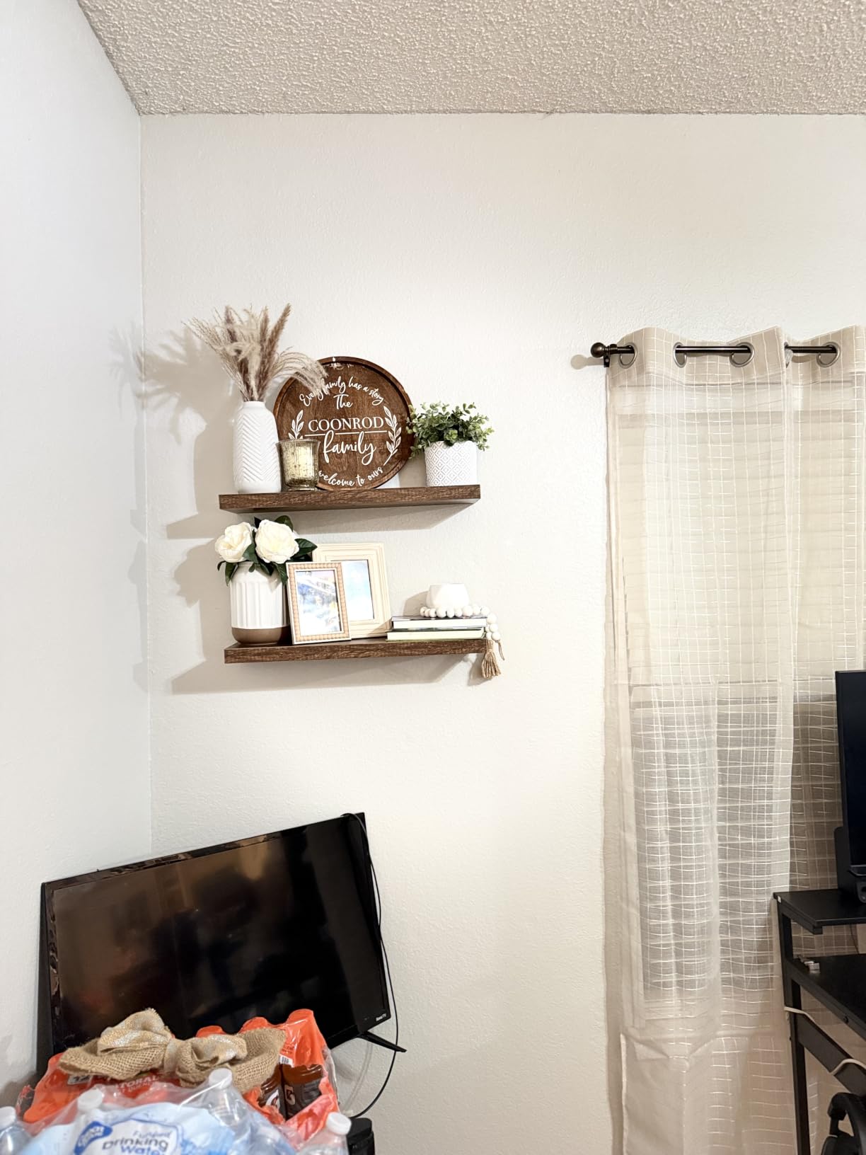 Fixwal Black Floating Shelves for Wall, Rustic Wood Shelves for Bathroom, Living Room, Bedroom and Kitchen, Wall Shelves for Storage, Books, Room Decor (Set of 4, 15.7 Inch) customer photo 1