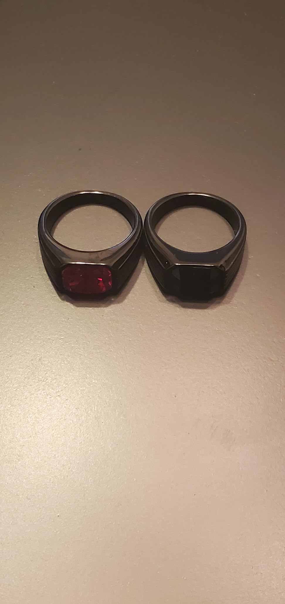 Gemstone Signet Rings for Men, Stainless Steel Fancy Cut Cubic Zirconia Blue Topaz/Emerald/Black Onyx/Ruby Ring Statement Ring Wedding Ring customer photo 1