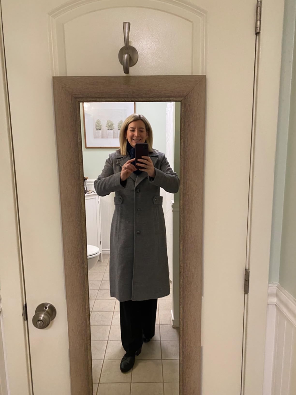 Kenneth Cole Women's Military Wool Blend Overcoat with Contrast Button Detail & Notched Collar customer photo 1