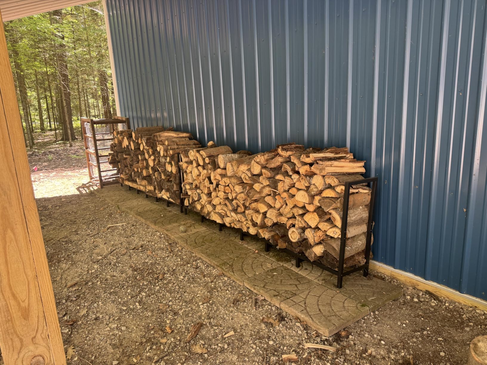 8ft Outdoor Firewood Rack Holder with 14 Support Legs for Fire Wood Pile Storage, Adjustable Heavy Duty Log Stacker Stand Organizer, Black customer photo 2