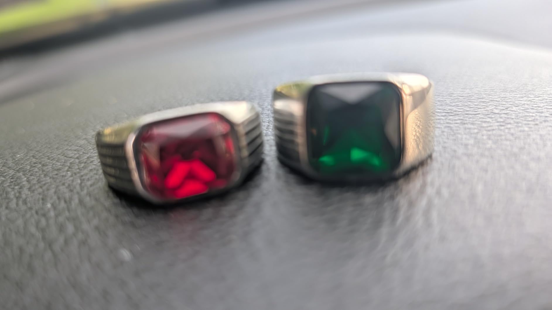 Chunky Signet Ring for Men, Stainless Steel/Black Ring Synthetic Gemstone Band Ring Biker Ring for Men, Thumb Pinky Ring Mens Fashion Ring Jewelry customer photo 1