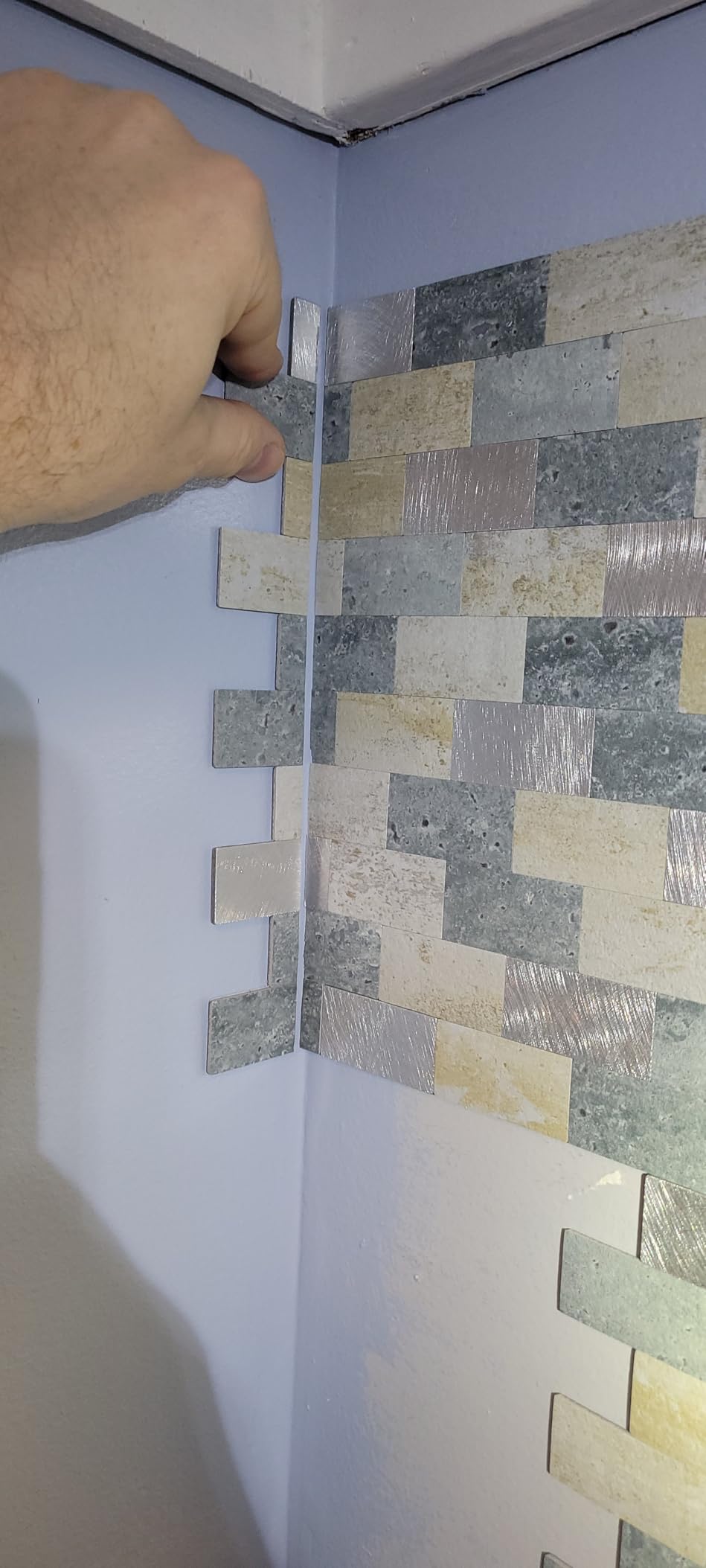 Peel and Stick Brick Backsplash for Kitchen,Back Splash for Bathrooms Walls Tiles Waterproof(10sheets,Blue Gray) customer photo 2