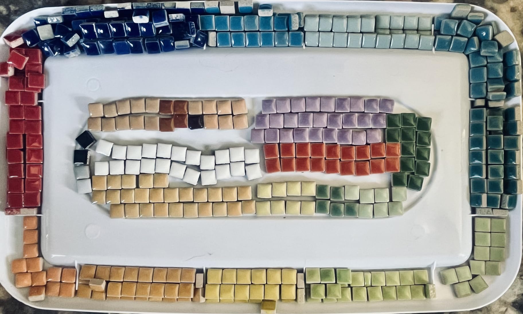 500PCS / 1.1LB Square Ceramic Mosaic Tiles, 0.4 x 0.4 inch Handmade Making Creative Micro Mosaic Tiles for DIY Art and Home Decorations (White) customer photo 1