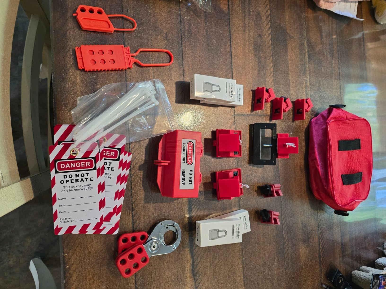 Lockout Tagout Kit Electrical Loto, Circuit Breaker Lockout Kit | Complete Electrical LOTO Kit with 4 Keyed-Different Locks, Breaker Lockouts, Plug Lockout, Hasps, Tags & Portable Storage Bag customer photo 1