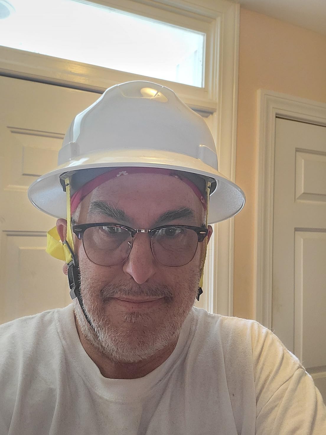 COOLJOB Full Brim Hard Hat, OSHA Construction Work Approved, HDPE Safety Helmet with 4 Point Adjustable Ratchet Suspension, Class E, G & C customer photo 2