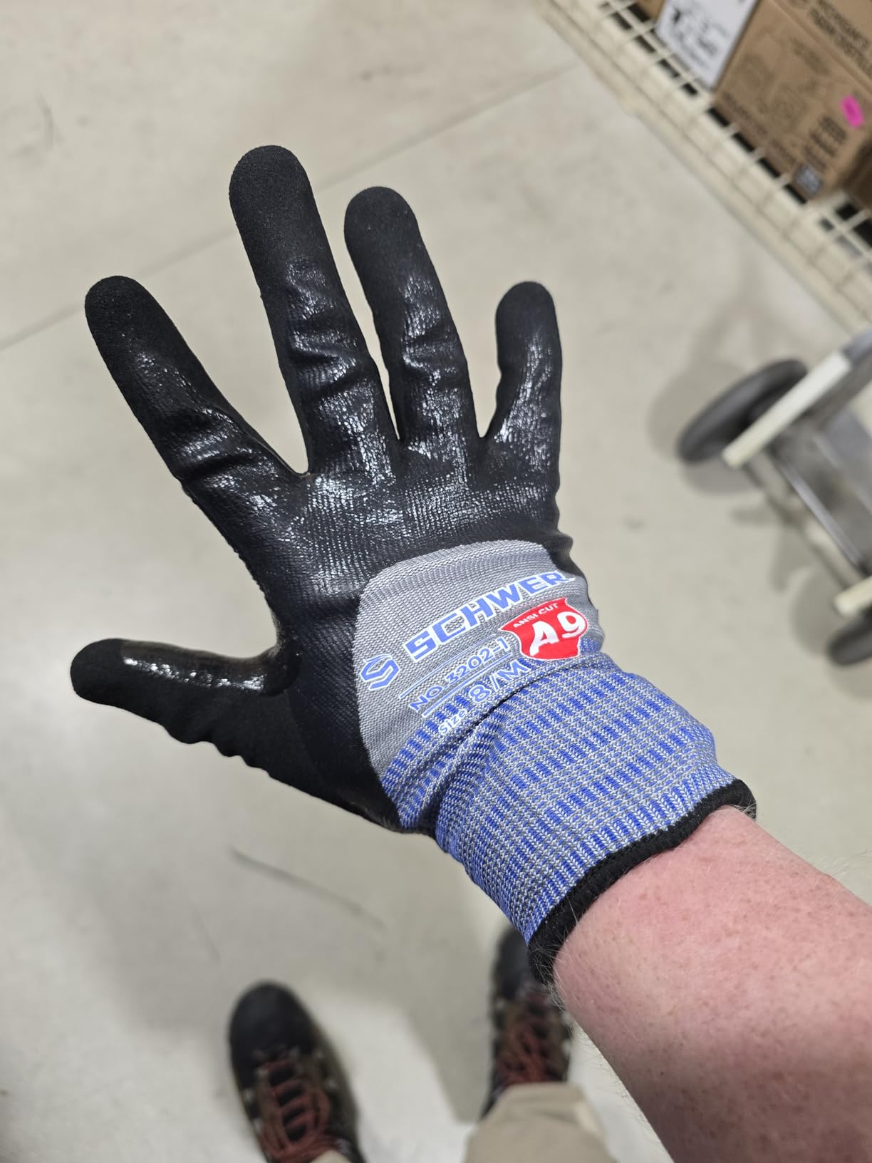 Schwer A9 Cut Resistant Work Gloves, 3/4 Double-Dipped Coating, PM3202, S | Level 5 Abrasion, Level 4 Puncture Resistant, 3/4 Water & Oil Proof, Strong Grip, 18 Gauge, Touchscreen, Heavy Duty customer photo 1