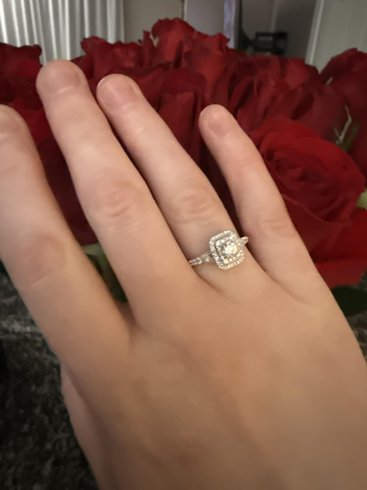 GILDED 1 ct. T.W. Lab Grown Diamond (SI1-SI2 Clarity, F-G Color) and Sterling Silver Pear Shape Engagement Ring customer photo 2