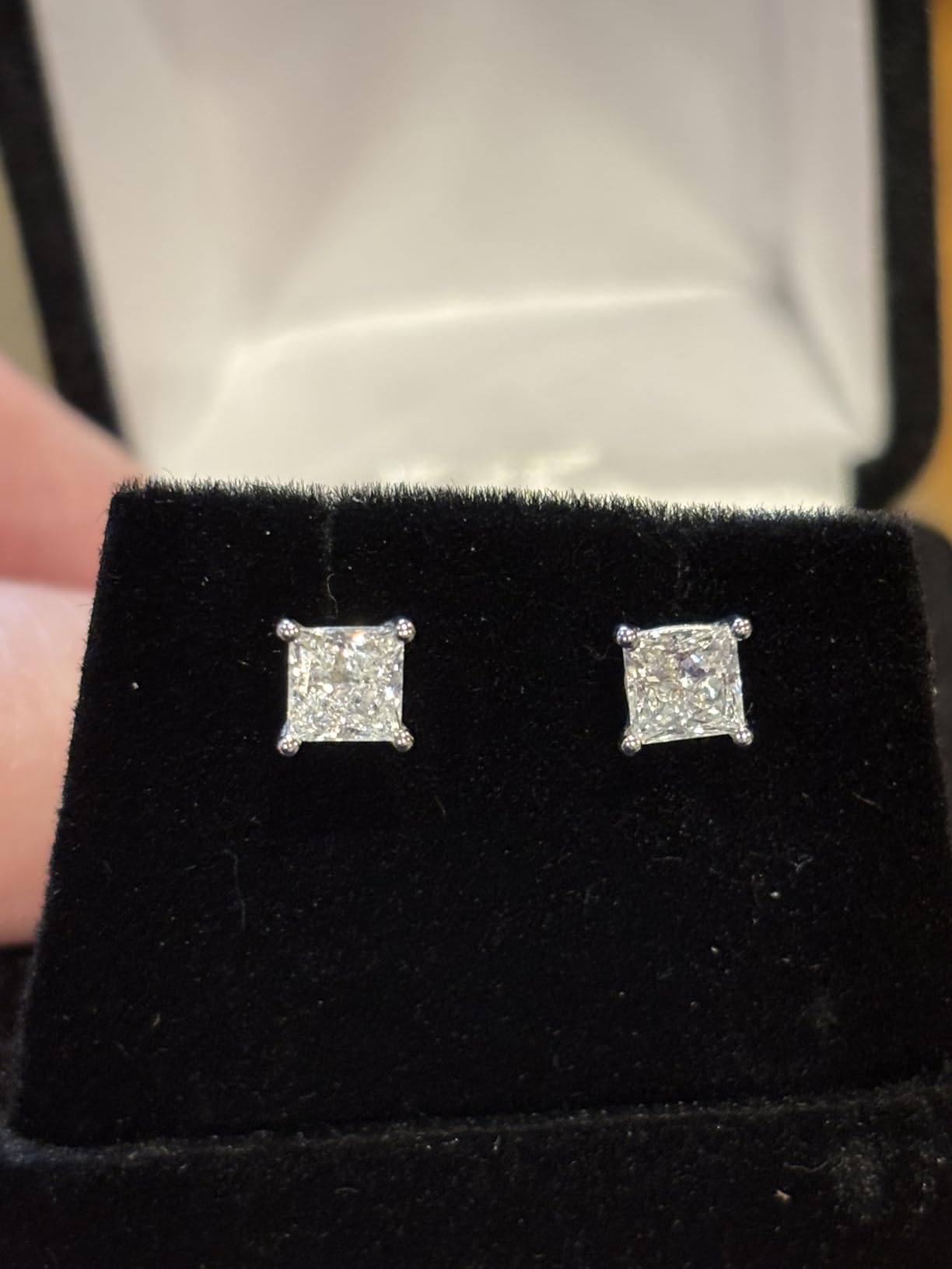 0.5 to 10 Carat 14K White Gold IGI Certified LAB GROWN Princess Cut Diamond Stud Earrings for Women 4 Prong Screw Back (E-F Color, VS2-SI1 Clarity) customer photo 2