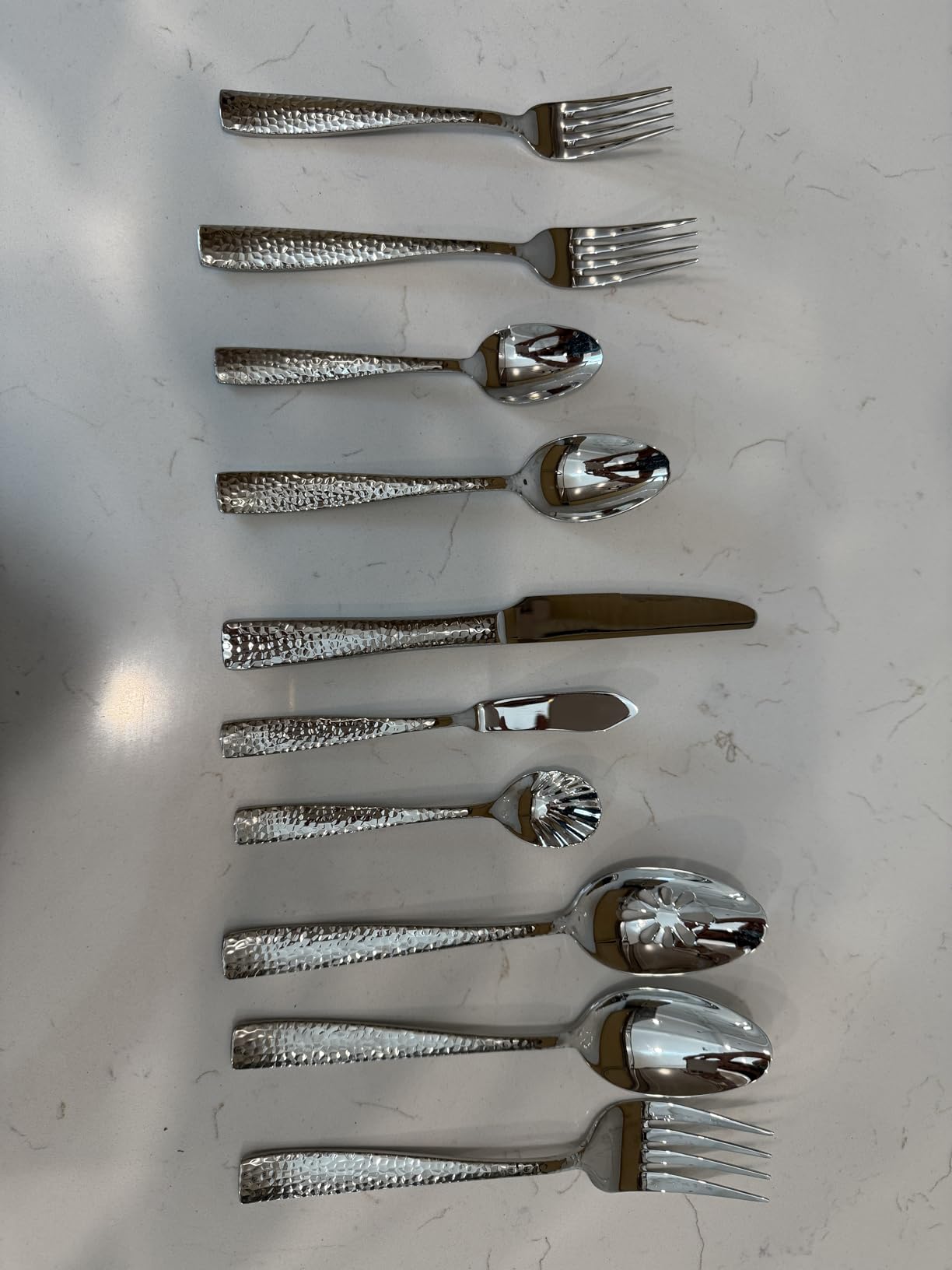 KEAWELL Premium Louis Hammered Silverware Set with Squared Edge, 18/10 Stainless Steel, Service for 4/8/12, Fine Flatware Set, Dishwasher Safe (45) customer photo 2