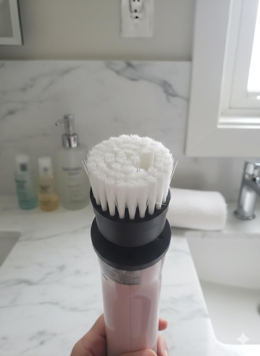 Dovety Electric Spin Scrubber, Shower Scrubber, Power Cleaner Tools with 8 Replaceable Brush Heads, Cleaning Brush with Extension Handle, 2 Adjustable Speeds, 90Mins Work Time for Home Bathtub-White customer photo 1
