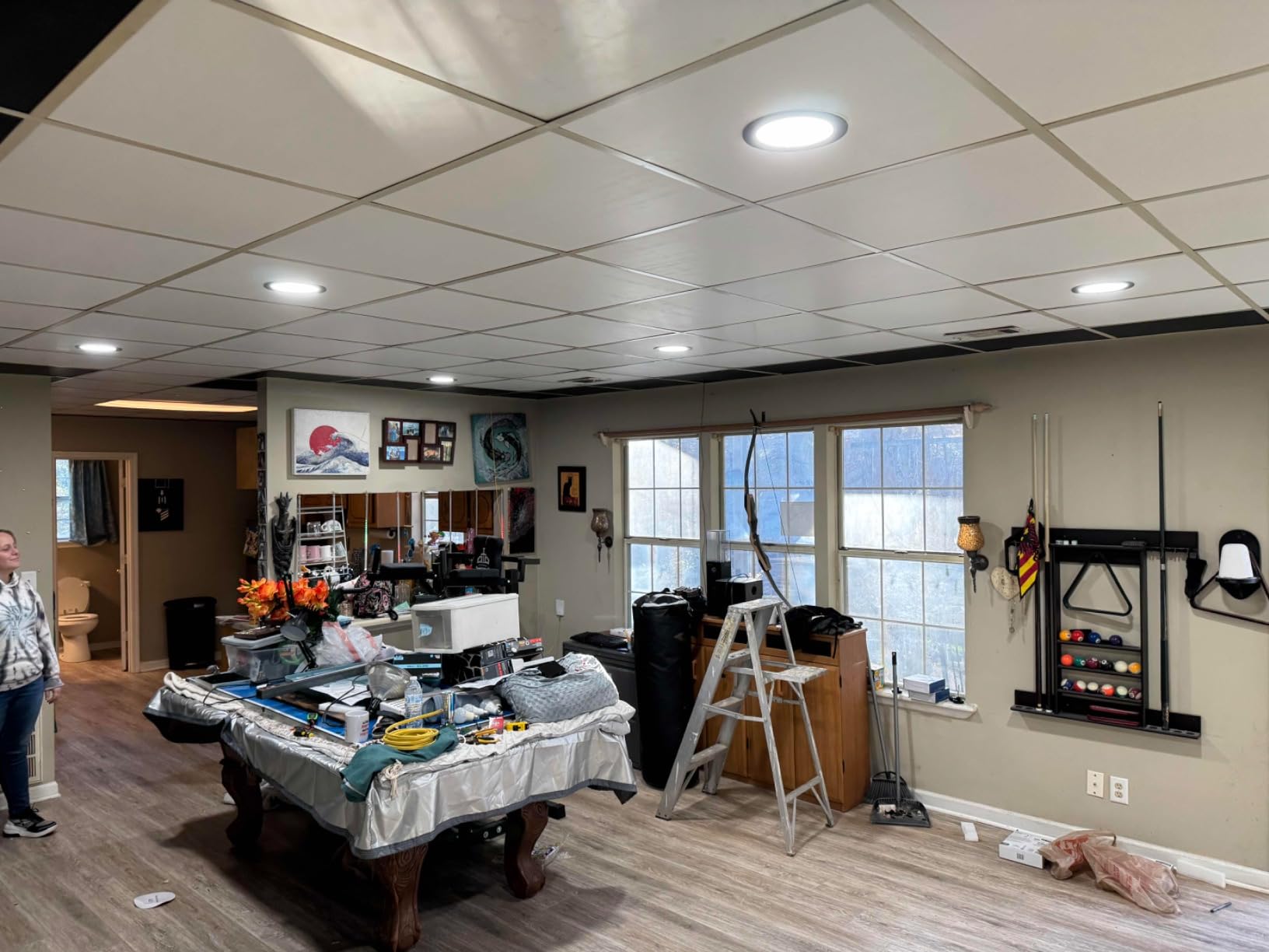 Noooza PVC Drop Ceiling Tiles 2ft x 2ft - Waterproof, Fire-Rated, Commercial Grade, Washable & Scratch Resistant, No Sag and Breakage - Easy Drop-in Installation - Case of 12 (48 sq. ft.) customer photo 2
