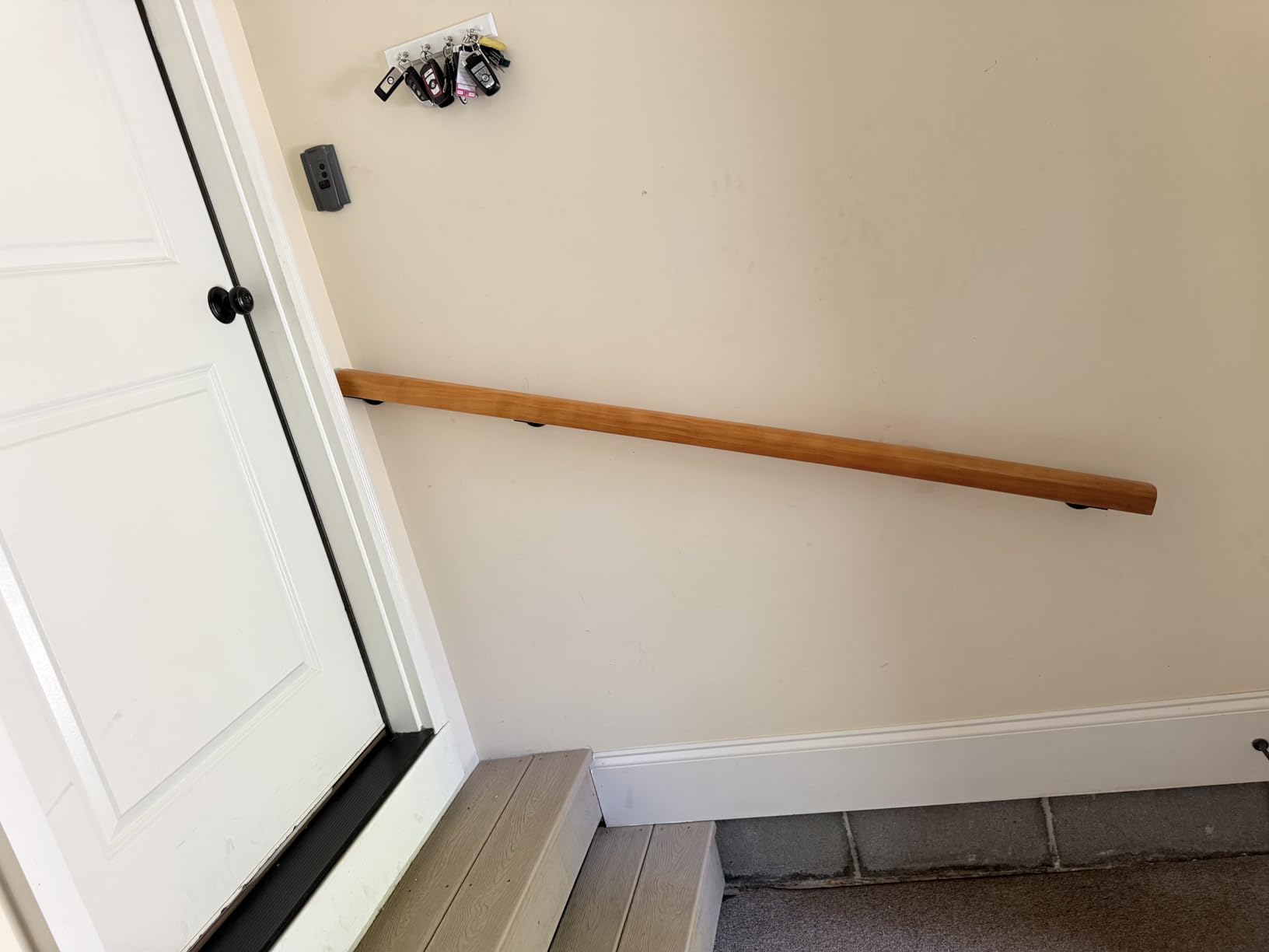 8FT Wood Stair Handrails Wall Mount, Hand Railings for Stairs Indoor Outdoor, Non-Slip Staircase Handrail for Corridor, Lofts, Patio, Kindergarten Guardrail (Size: 8ft) customer photo 1
