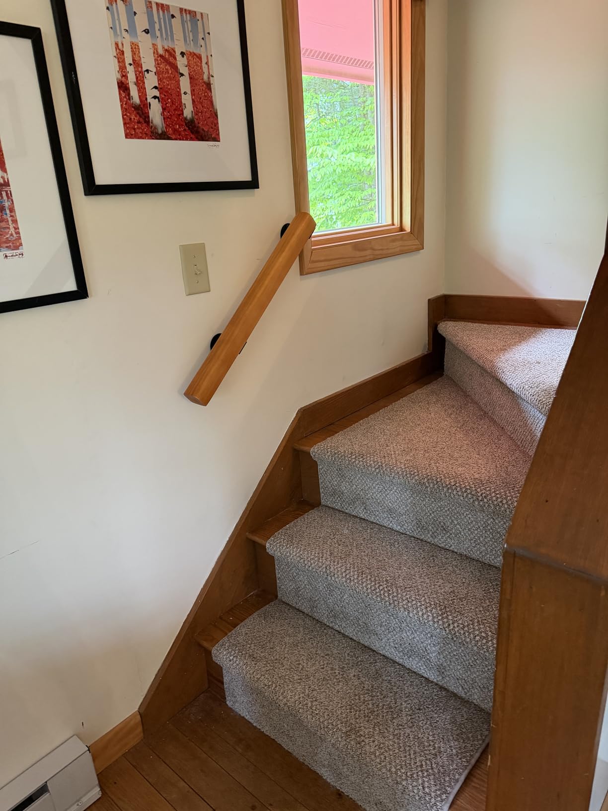 8FT Wood Stair Handrails Wall Mount, Hand Railings for Stairs Indoor Outdoor, Non-Slip Staircase Handrail for Corridor, Lofts, Patio, Kindergarten Guardrail (Size: 8ft) customer photo 2
