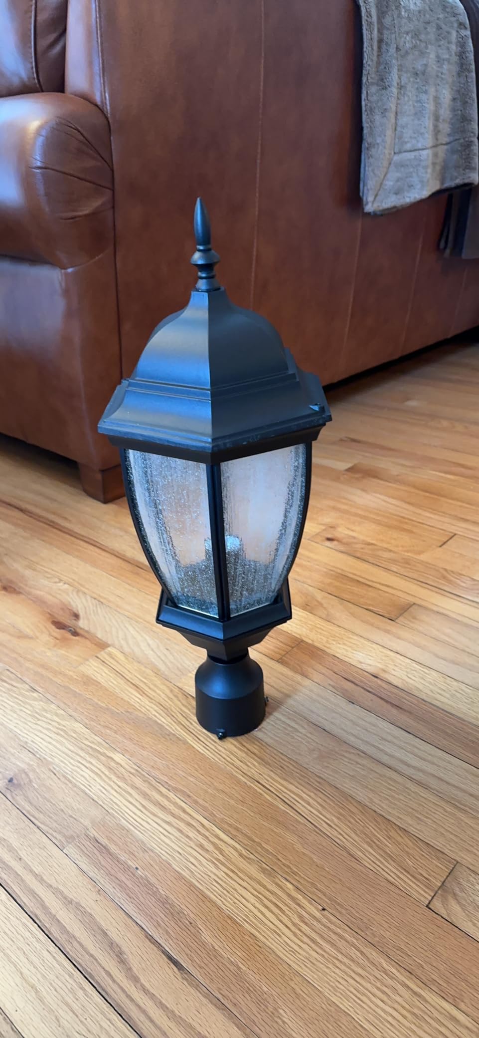 Outdoor Post Light, 21 Inch Aluminum Outside Post Lantern, Waterproof Exterior Lamp Pole Lantern Head with Seeded Glass, Matte Black Column Lights for Patio Garden Walkway Landscape E26 Base Max 100W customer photo 2