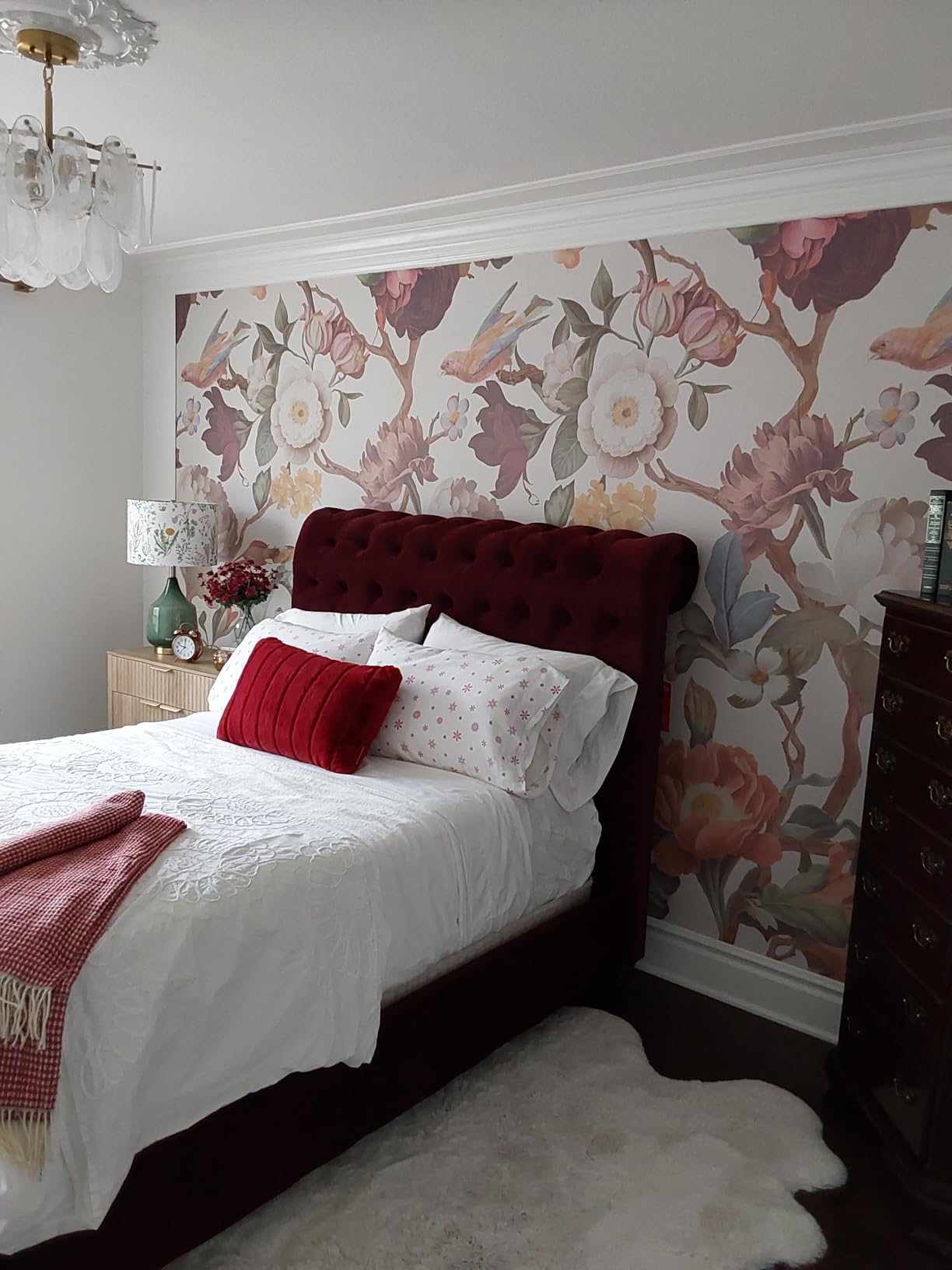 Vintage Floral Wallpaper Peel and Stick Large Blue Flower Wall Murals for Bedroom TV Background Wall Paintings Art Deco 148