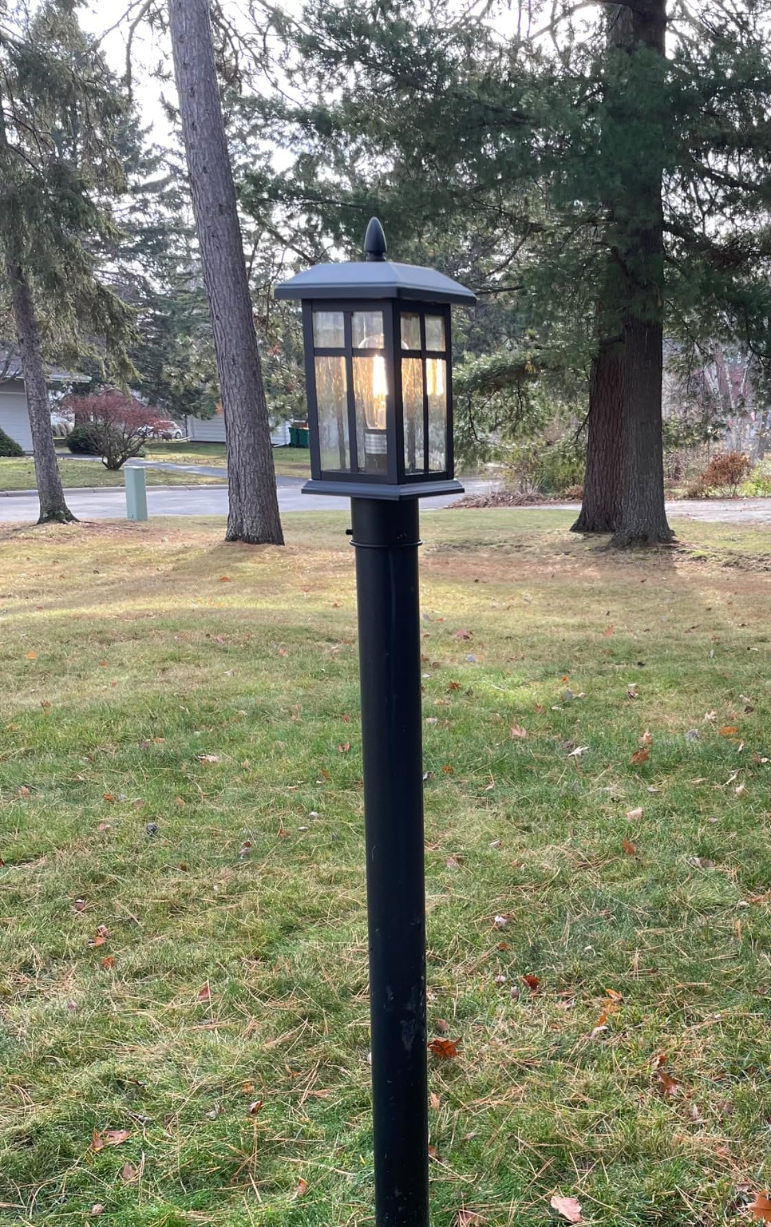 Brilvibera 2 Pack Outdoor Post Light Electric, Black Pole Lantern | Post Lighting Fixture with Pier Mount Base, Exterior Lamp Post Lantern with Glass for Garden Yard Patio Path customer photo 2
