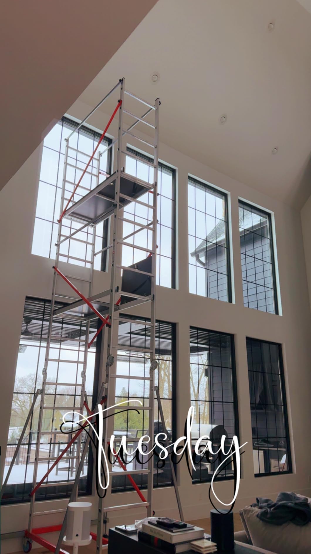 APARECIUM 10' Aluminum Scaffold Tower, Multipurpose Rolling Scaffolding Work Platform, Utility Scaffolding Tower, Adjustable Work Platform with Hatch Deck and Guard Rail, 500 Lbs Duty Rate customer photo 1