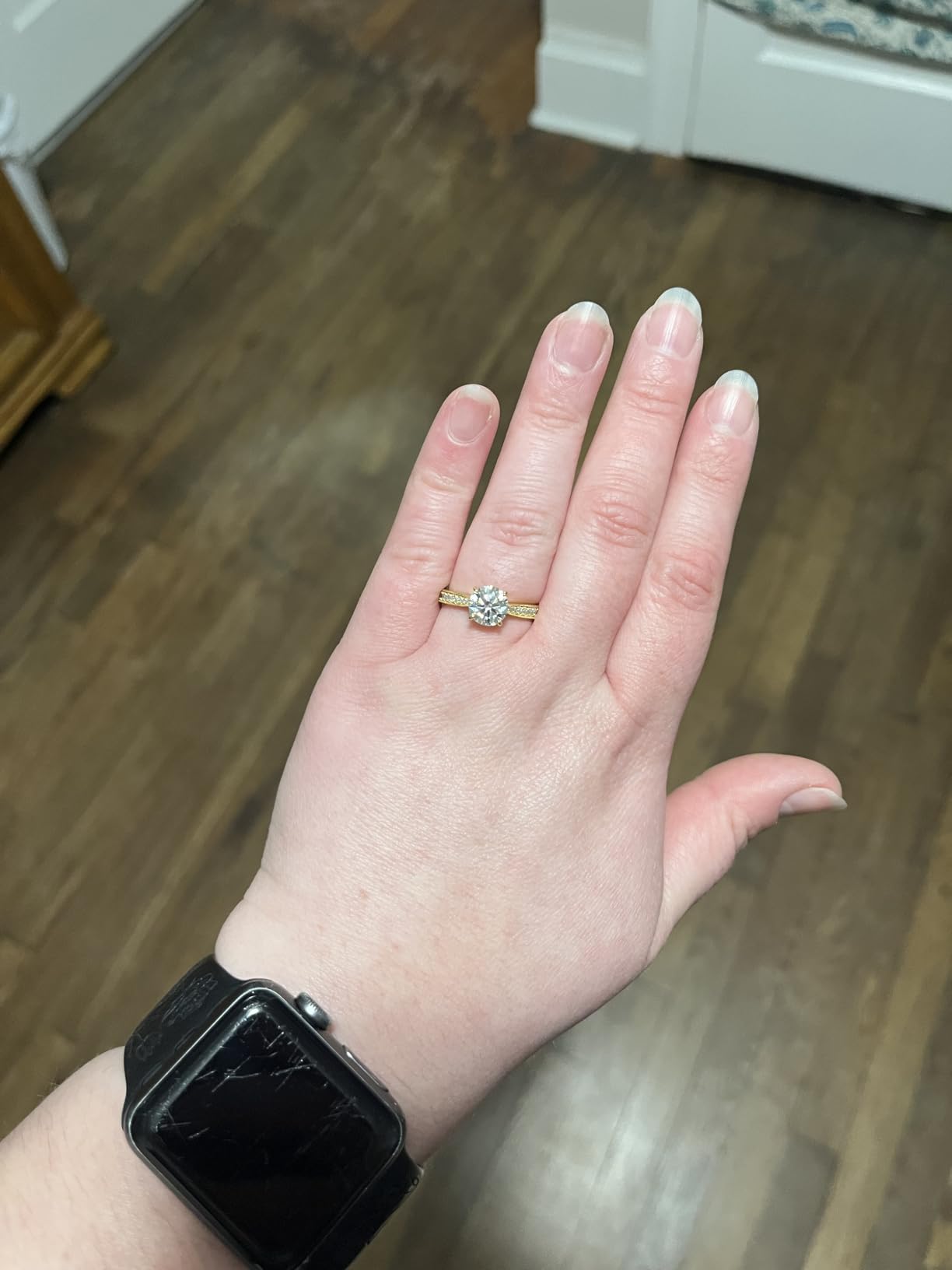 Round Moissanite Engagement Rings for Women, Women's 18K Yellow/White Gold Plated 925 Sterling Silver Engagement Ring Moissanite Promise Rings for Her, Wedding Band Ring 1.5/2/3/4/5CT customer photo 1