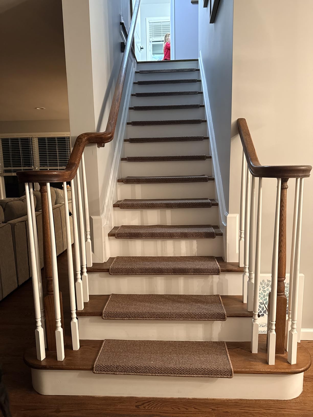 Brakki Bullnose Carpet Stair Treads, Stair Treads for Wooden Steps, 14pcs | Non Slip and Washable, Stair Rug for Indoor Runner and Pets, Soft Edging Staircase Protectors, L29.5