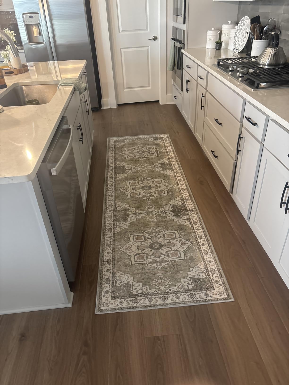 Runner Rug 2x8 Runners for Hallways Non Slip Washable, Vintage Hallway Runner Rugs for Living Room, Low Pile Soft Hallway Rug for Kitchen Bedroom Laundry Room Rug (Orange, 2'x8') customer photo 2