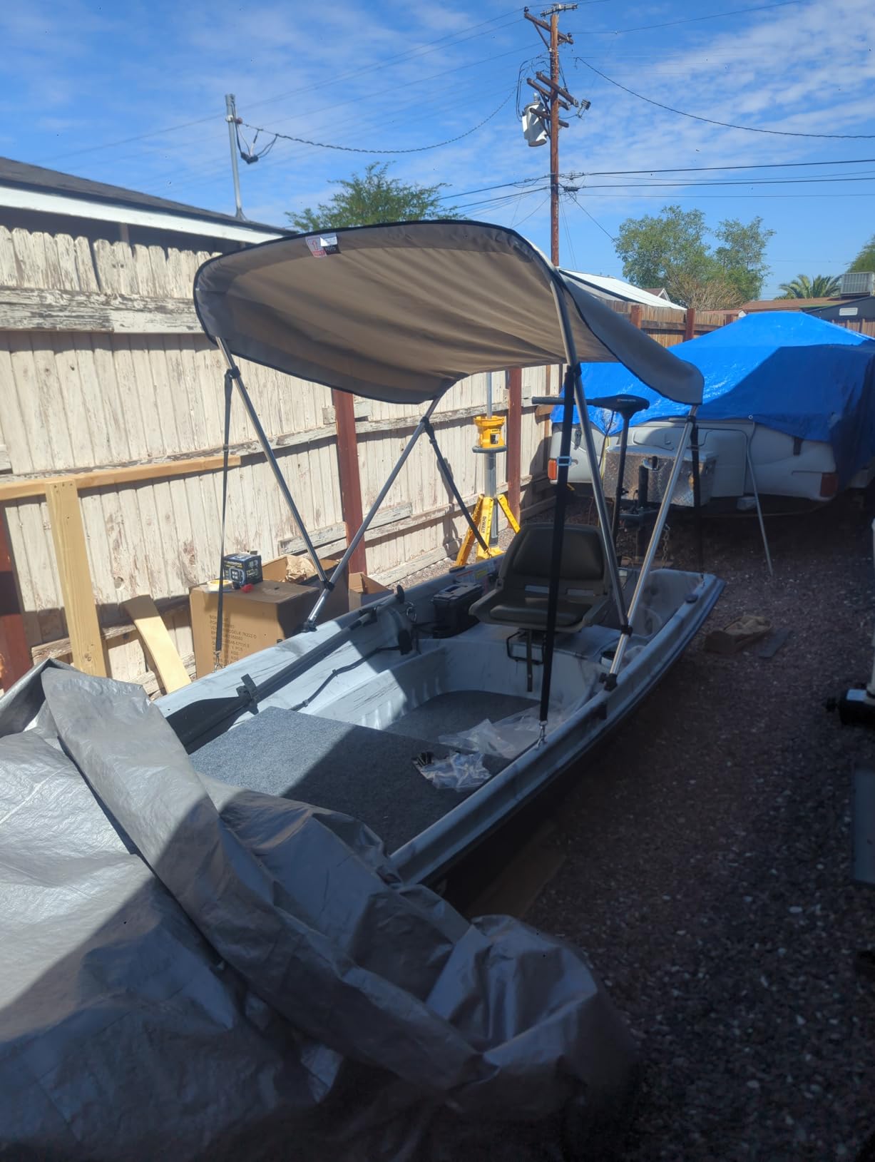 KEMIMOTO Bimini Top for Boat, Bimini Tops Cover 600D Marine Grade Canvas Boat Canopy with 6ft Length 54 in - 96 in Width 46 in Height, Includes Mounting Hardware, Straps Rear Support Poles customer photo 2