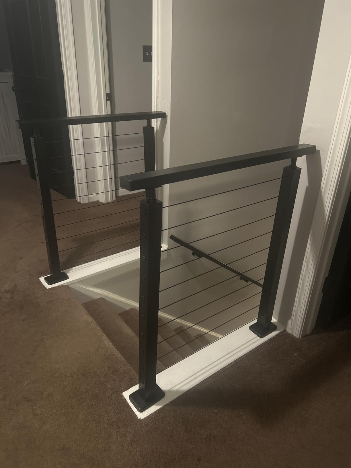 Muzata 8-12ft Modular Cable Railing Kit for Deck Surface Mount 36in RW49 | 3 Level Post Kit with Wire Rope & Cable Railing Hardware, No Handrail, Black Cable Railing System, Length Adjustable customer photo 2