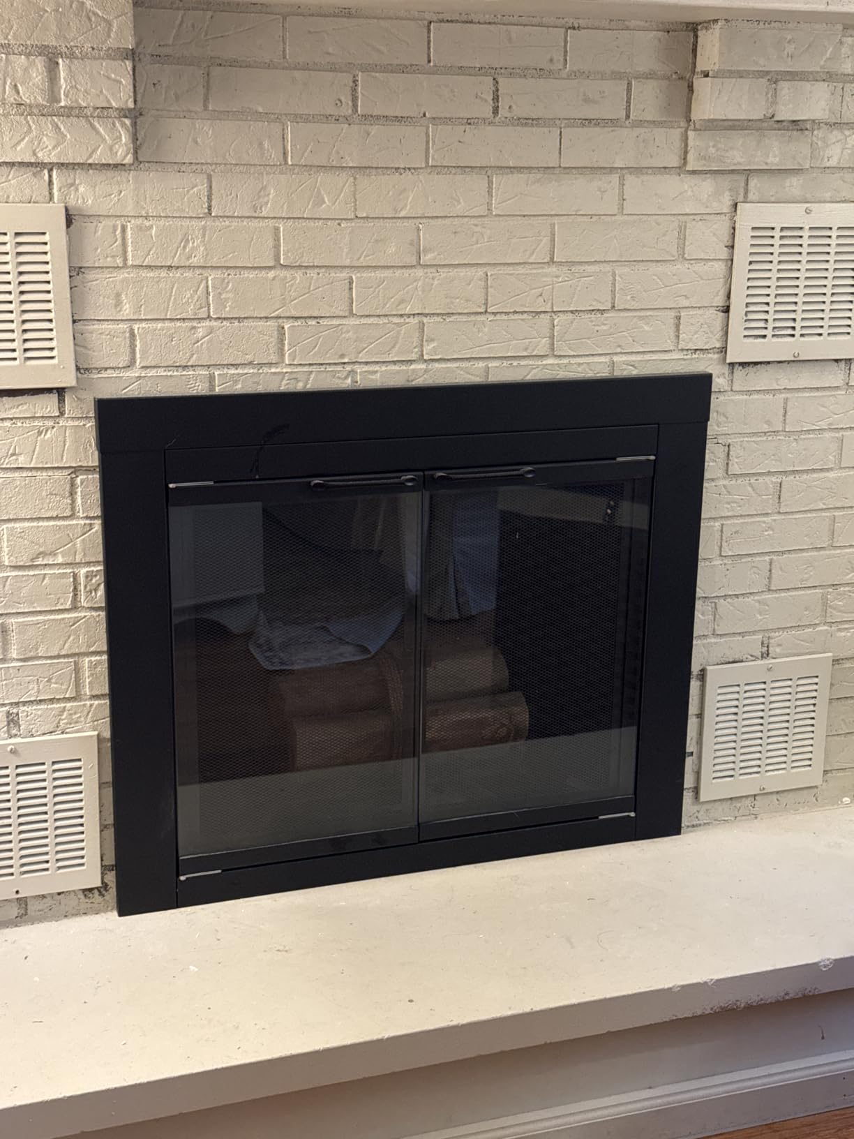 Stanbroil Fireplace Glass Cabinet-Style Door, Black, Large customer photo 1