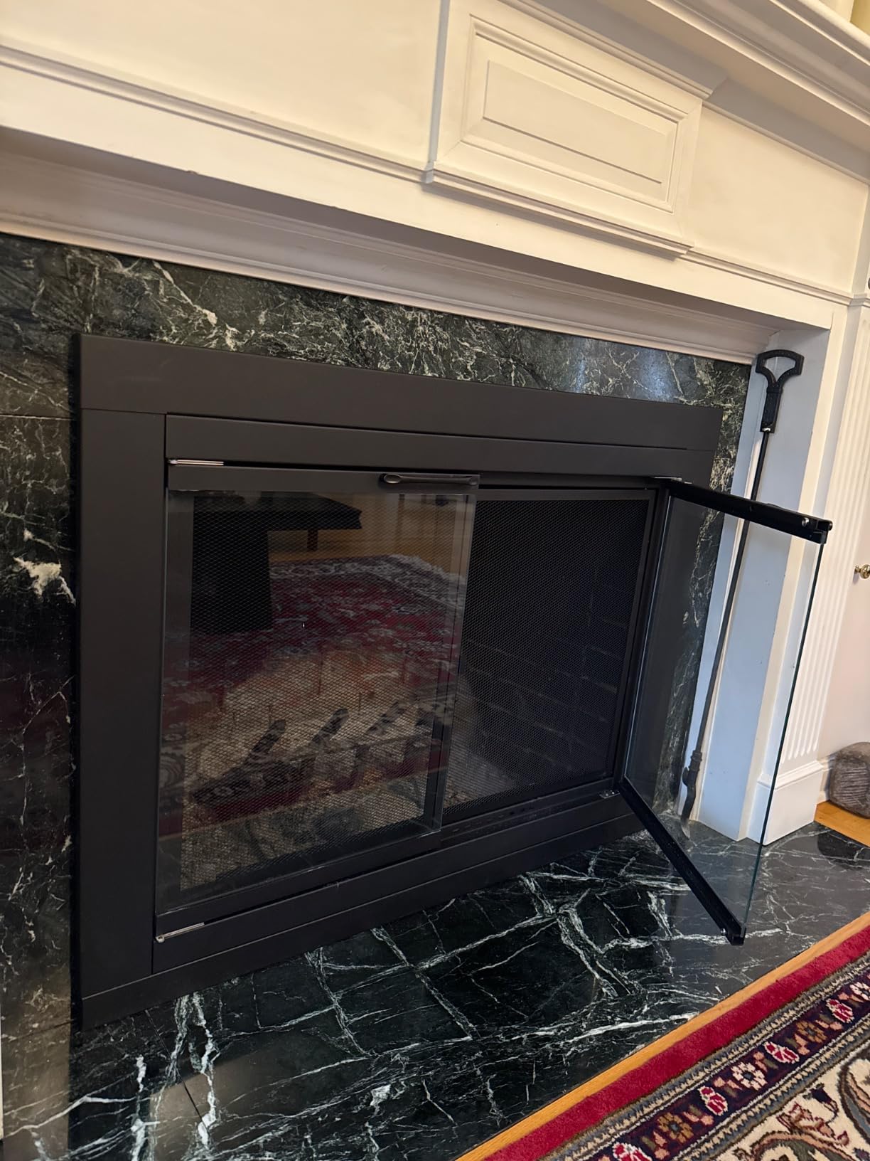 Stanbroil Fireplace Glass Cabinet-Style Door, Black, Large customer photo 2